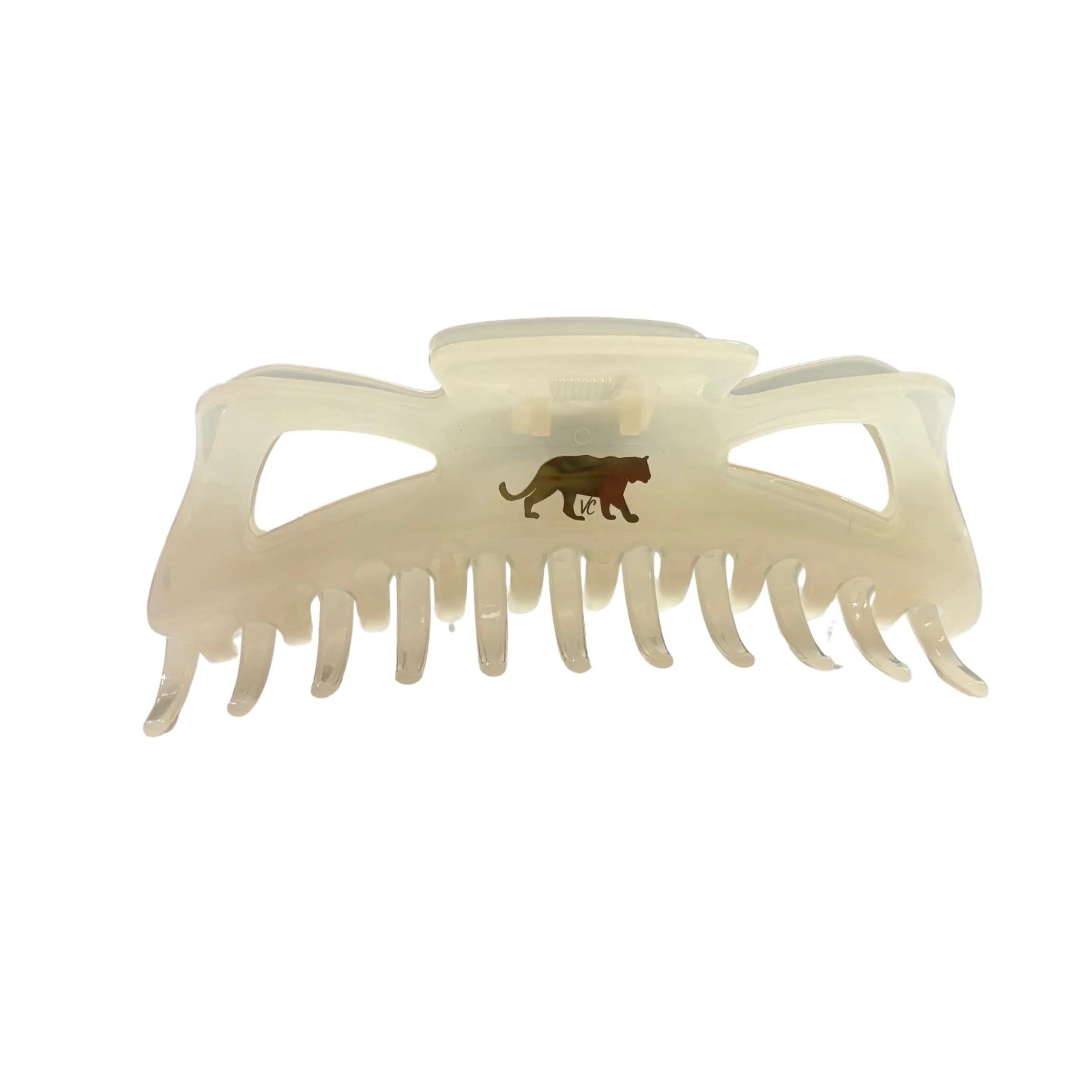 Giant Fresh Cream Megabow Hair Claw for Long, Thick Hair | Velvet Claws Panther Icon in Gold Foil - Image 11