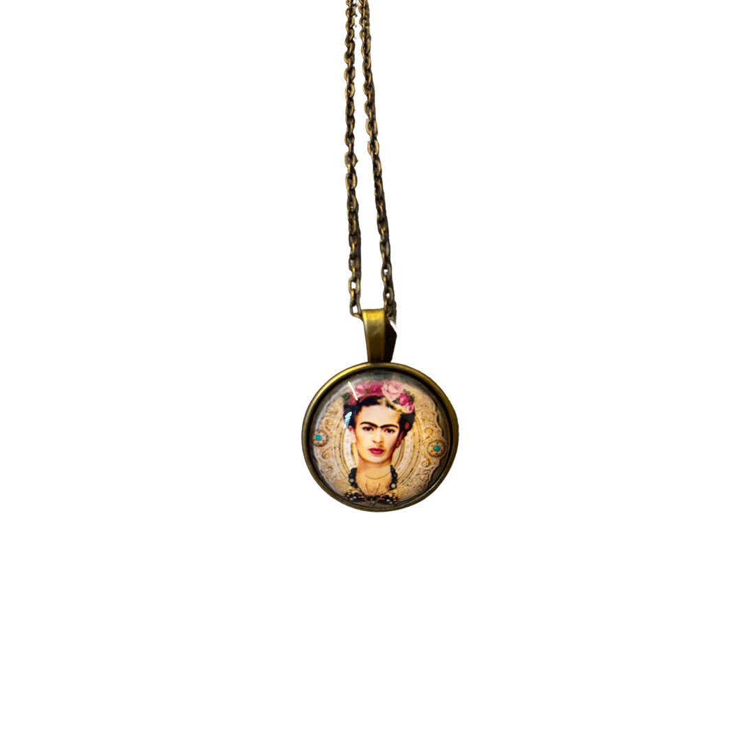 Frida Cabochon Pendant Necklace in Aged Bronze or Black - Image 5
