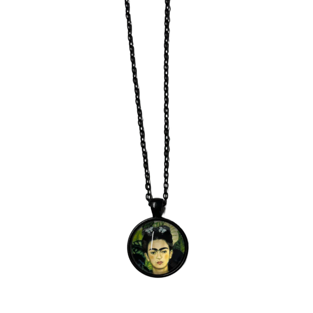 Frida Cabochon Pendant Necklace in Aged Bronze or Black - Image 7