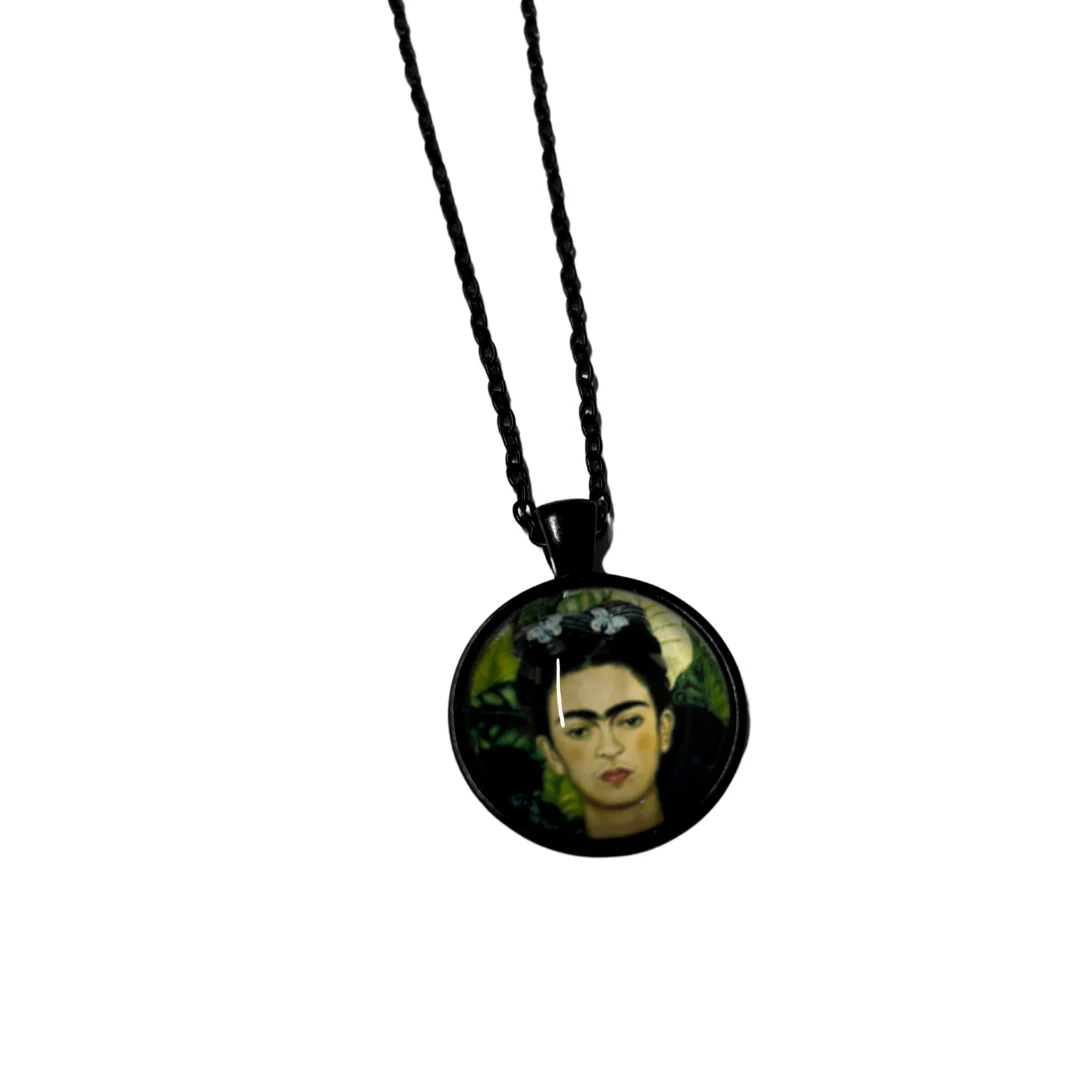 Frida Cabochon Pendant Necklace in Aged Bronze or Black - Image 9