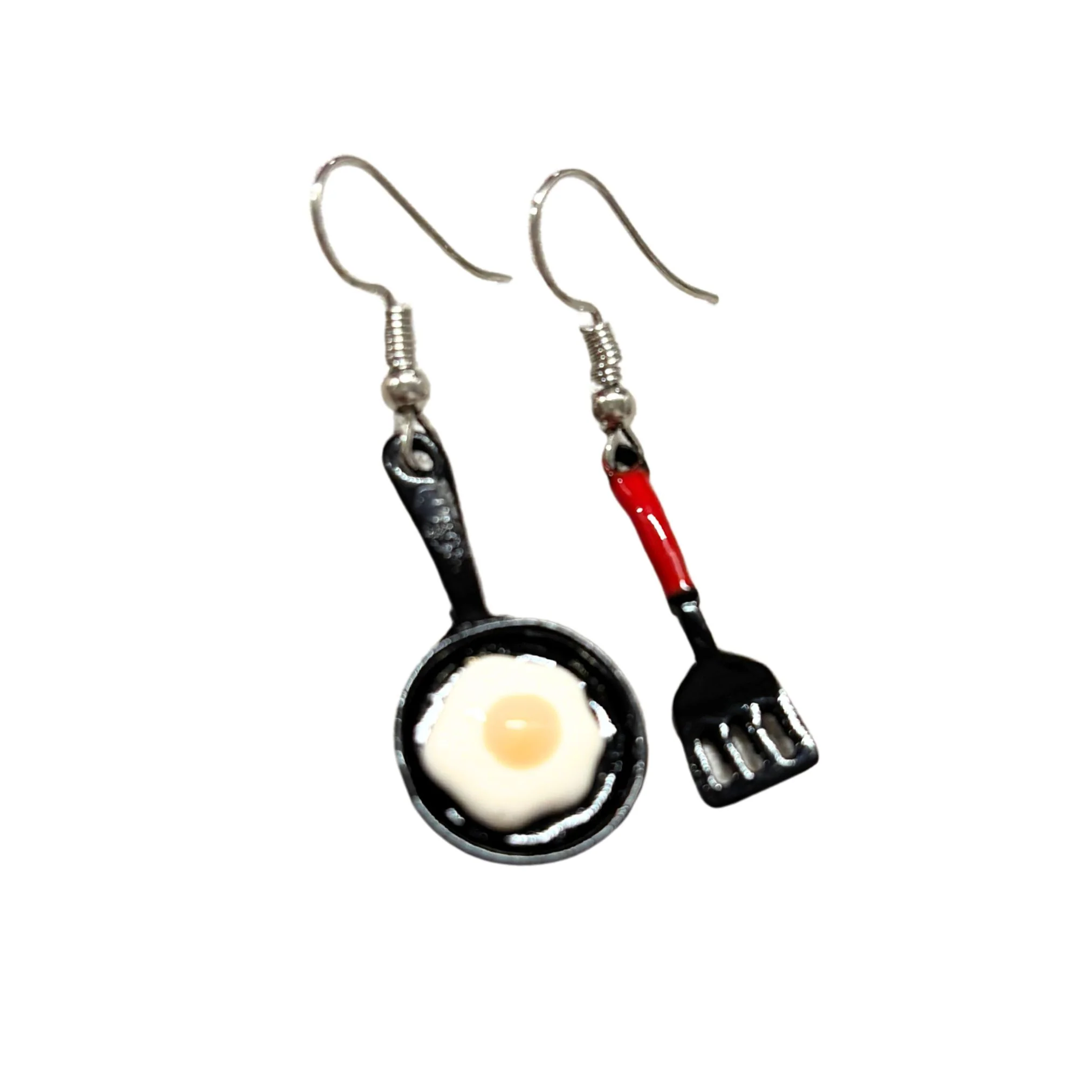 Fried Egg Earrings | Mismatched Dangle Earrings on Ear Wire - Image 2