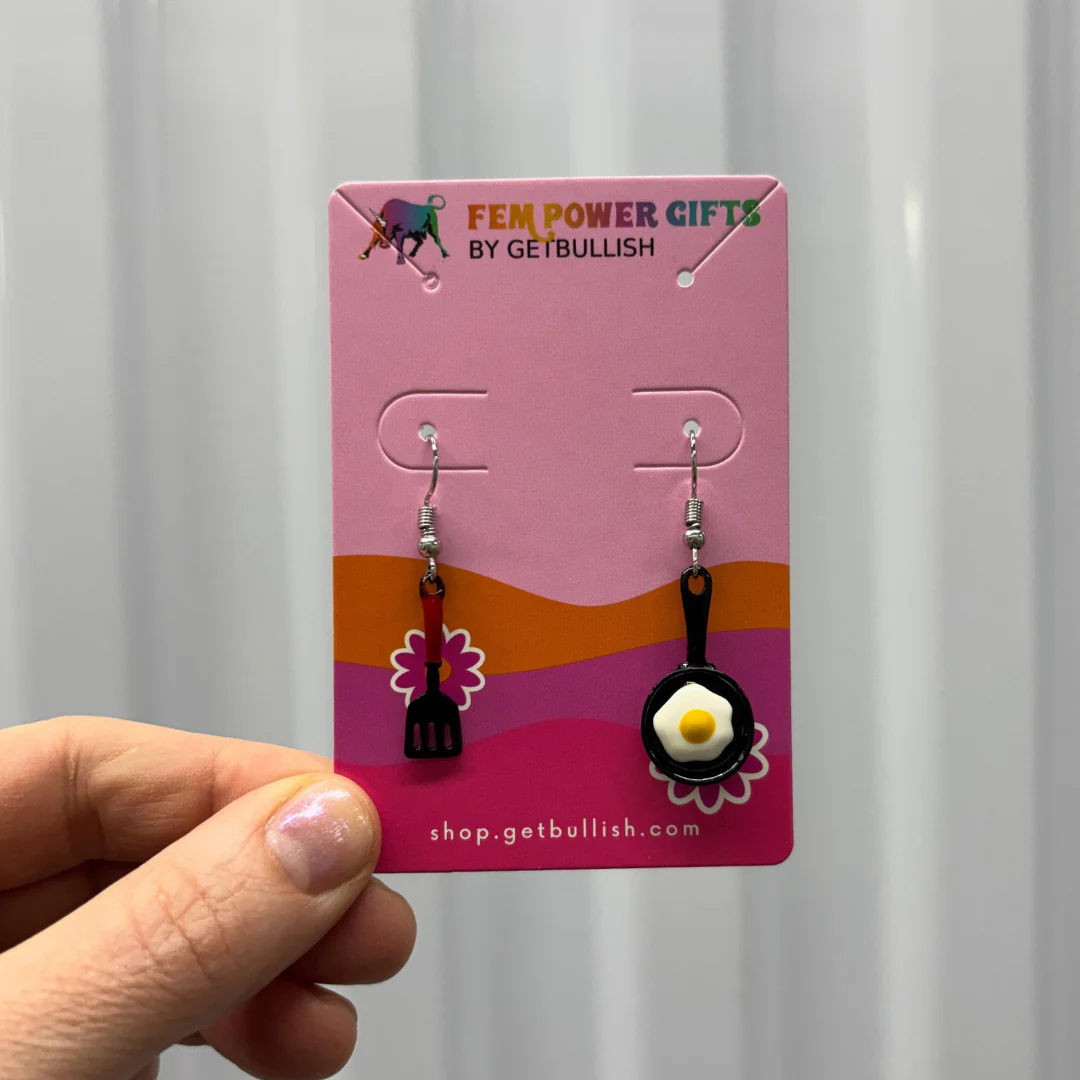 Fried Egg Earrings | Mismatched Dangle Earrings on Ear Wire - Image 7