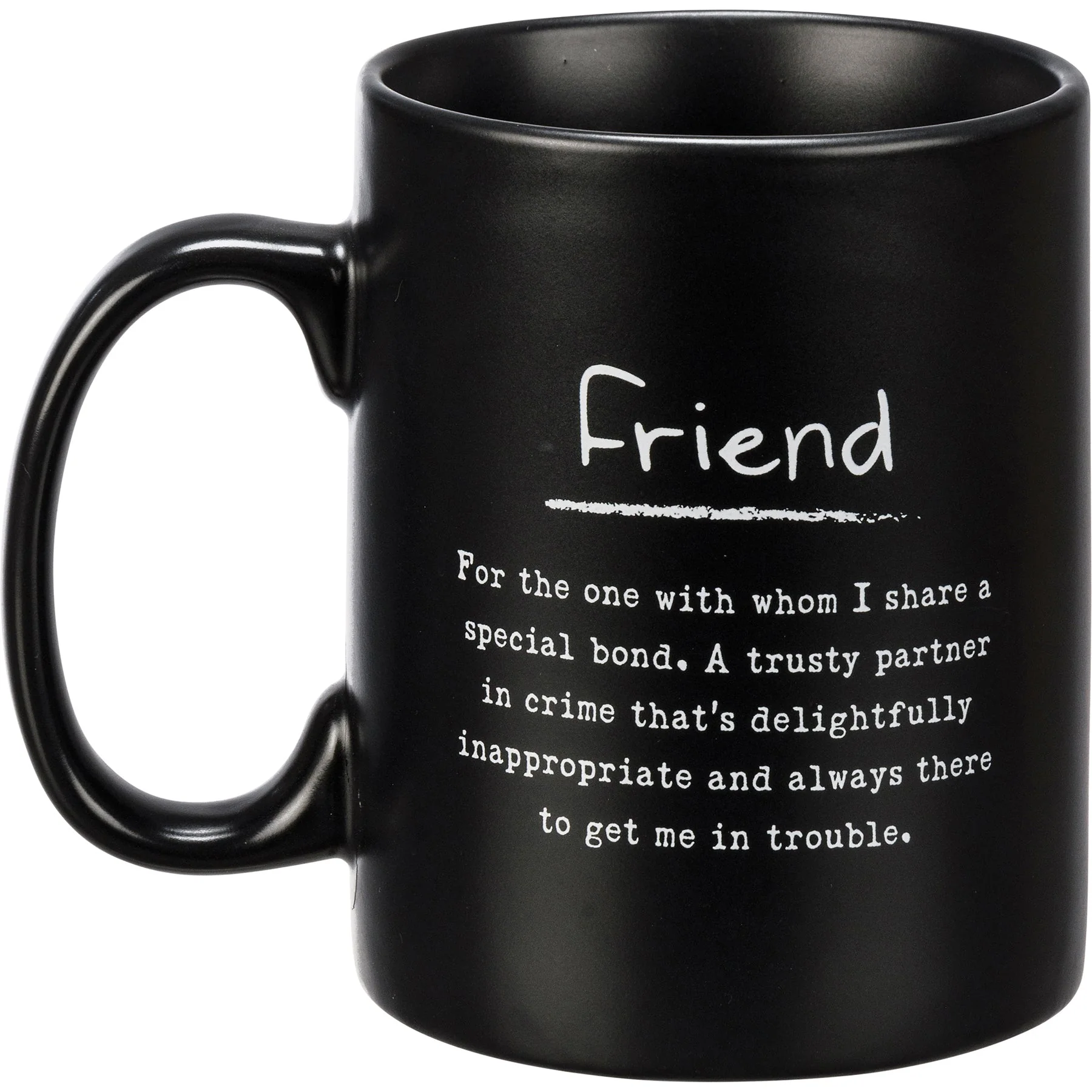Friend Poetry Stoneware Mug | Matte Black Double-sided Coffee Tea Cup | 20oz - Image 2