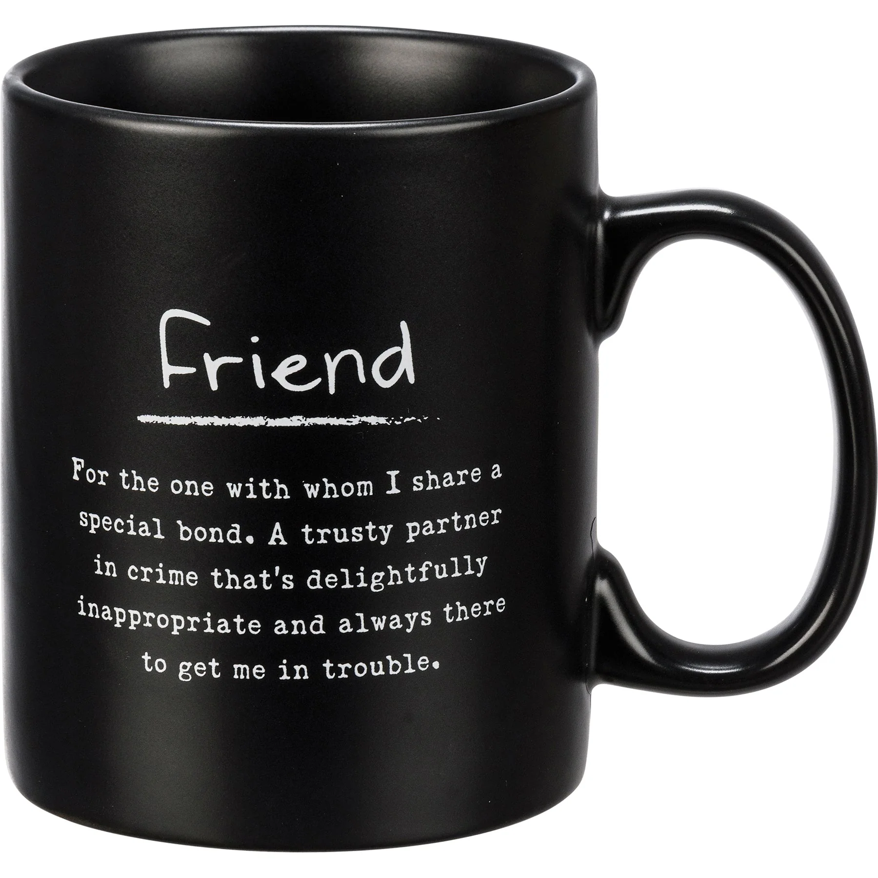 Friend Poetry Stoneware Mug | Matte Black Double-sided Coffee Tea Cup | 20oz - Image 4