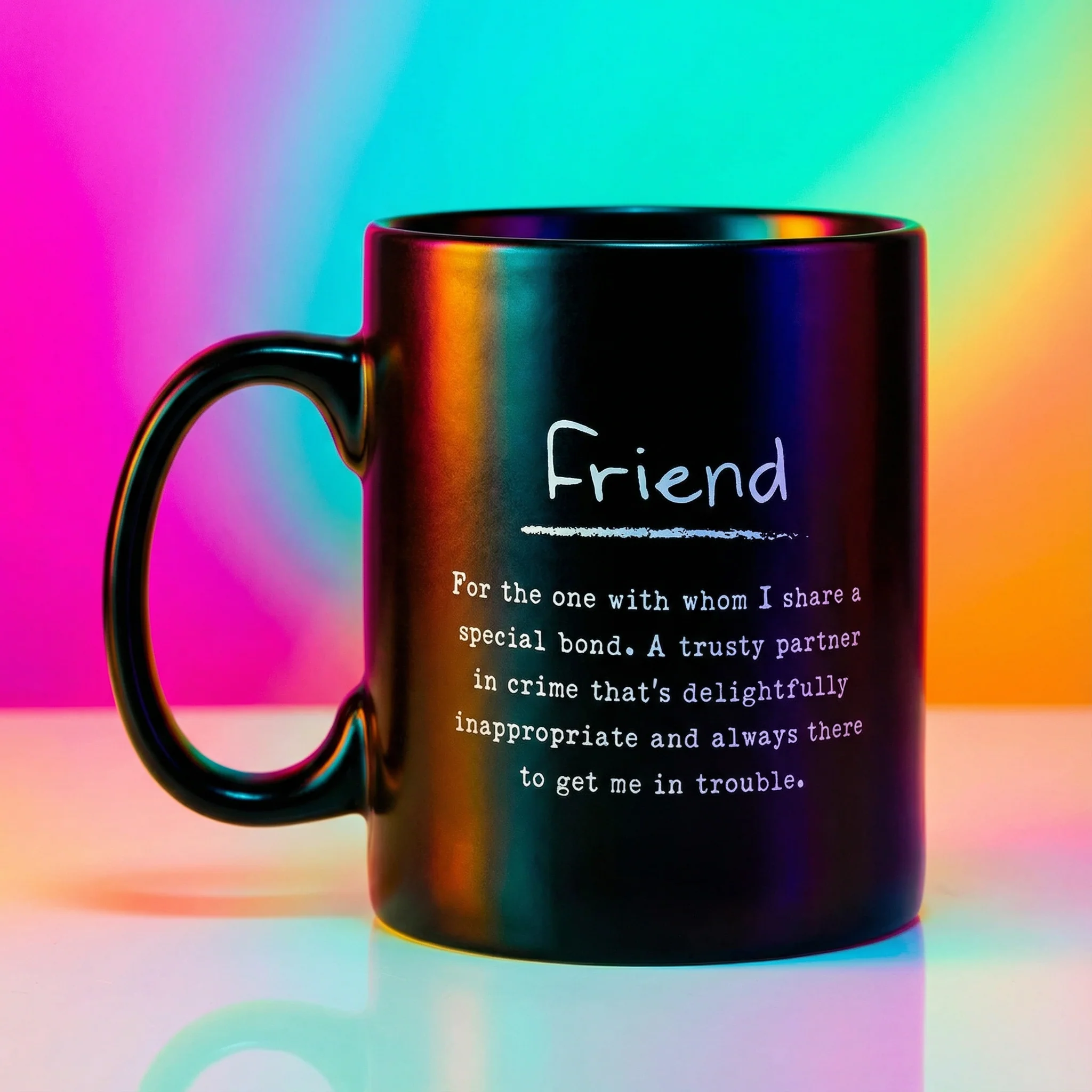 Friend Poetry Stoneware Mug | Matte Black Double-sided Coffee Tea Cup | 20oz - Image 5