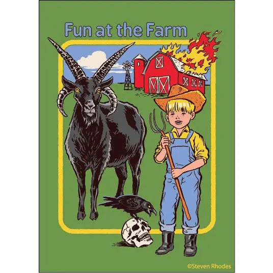 Fun At the Farm Rectangular Magnet | Magnetic Surface Fridge Decor Art by Steven Rhodes | 2.5" X 3.5"