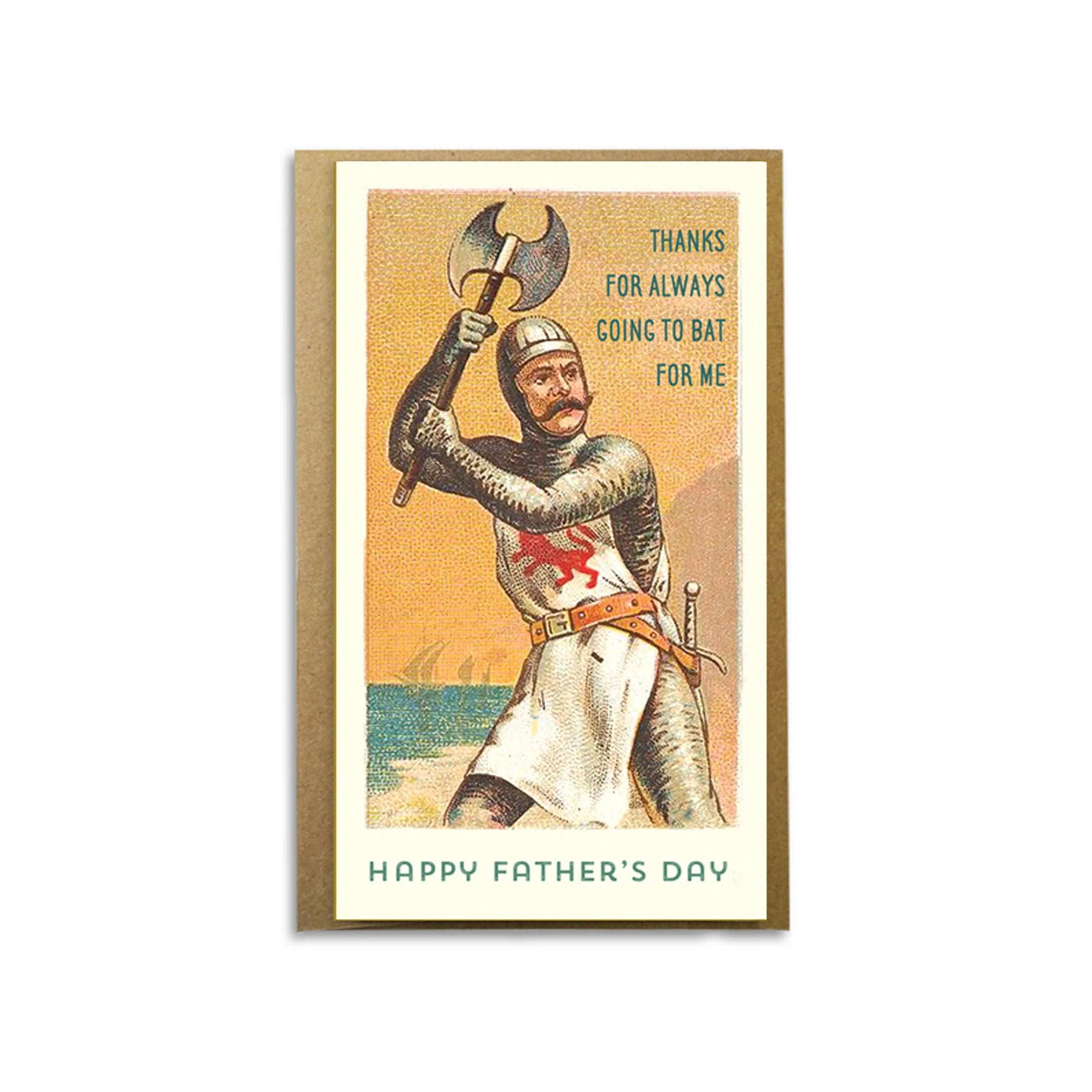 Thanks For Always Going To Bat For Me Funny Father’s Day Card | Vintage Knight Dad Card | Cute & Unique Father’s Day Greeting - Image 2