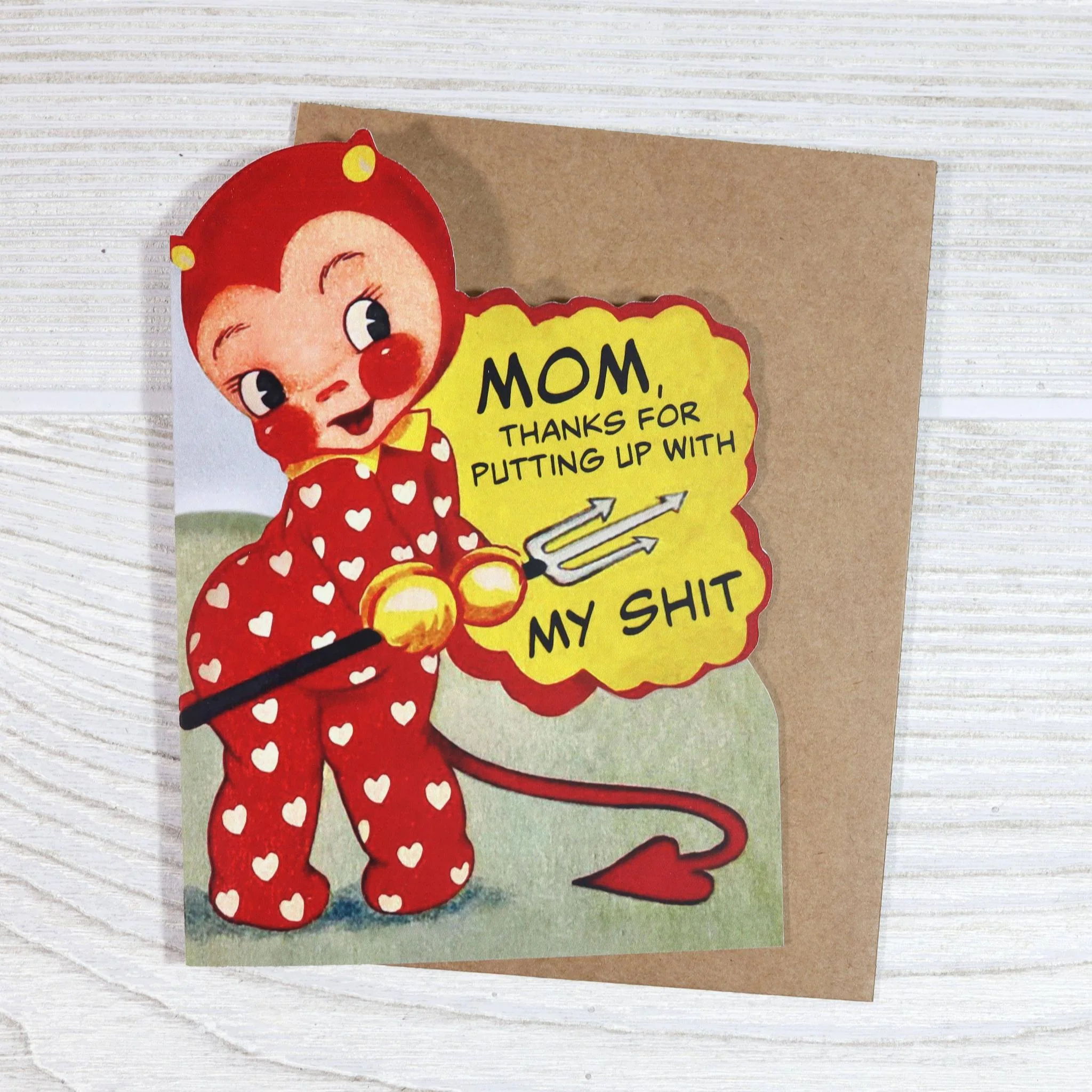 Mom Thanks for Putting Up With My Shit Greeting Card - Image 2