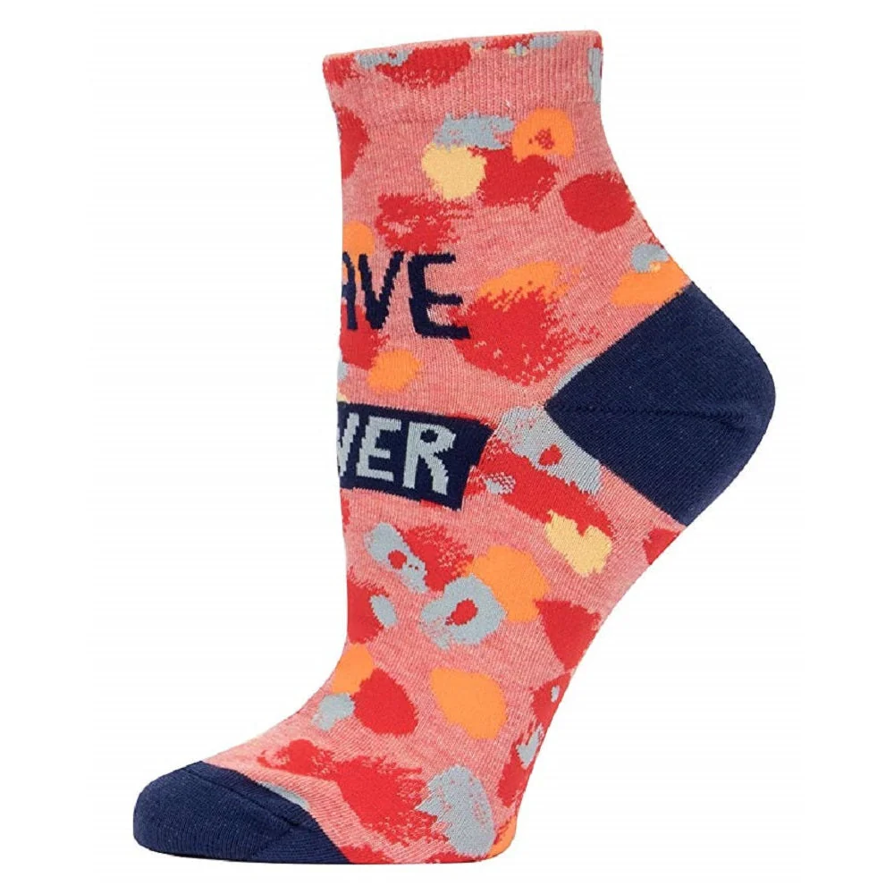 I'll Behave Never Women's Ankle Socks in Coral, Red, and Navy | BlueQ at GetBullish - Image 3