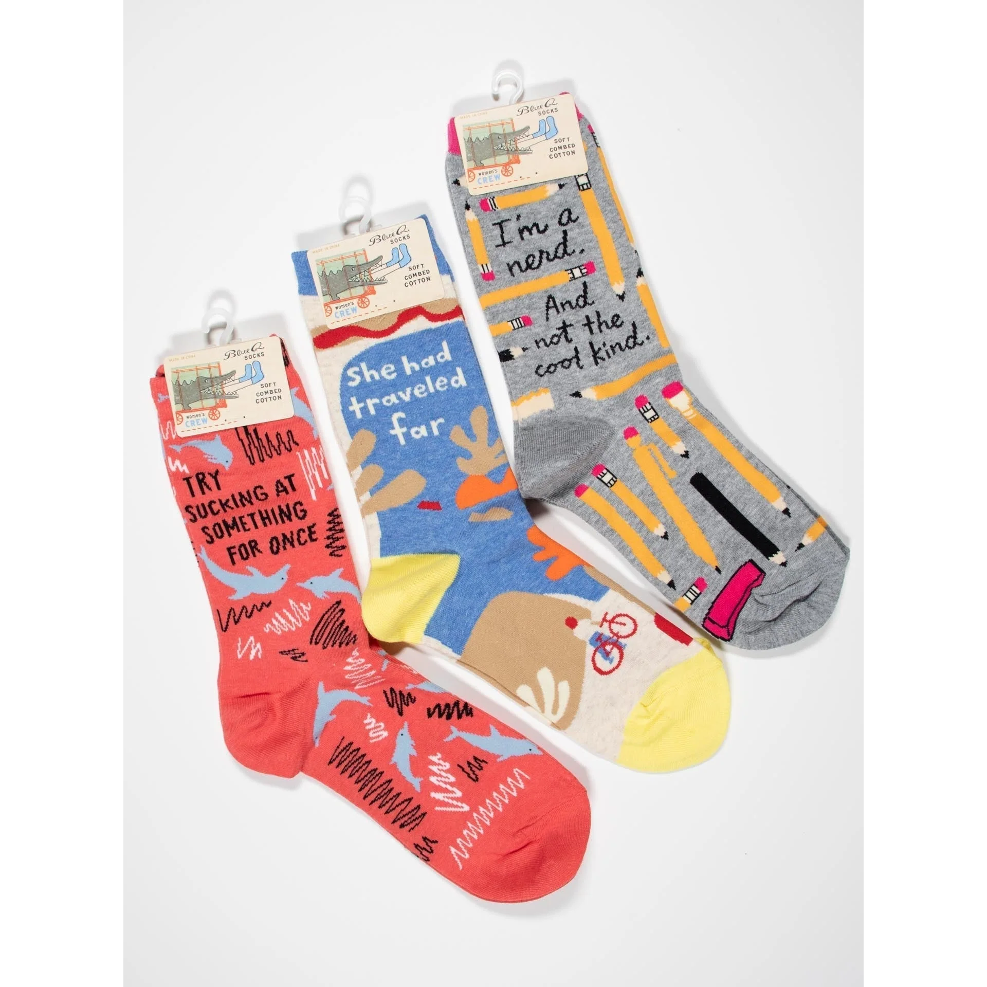 BlueQ Try Sucking At Something For Once Women's Crew Dress Socks | BlueQ at GetBullish - Image 9