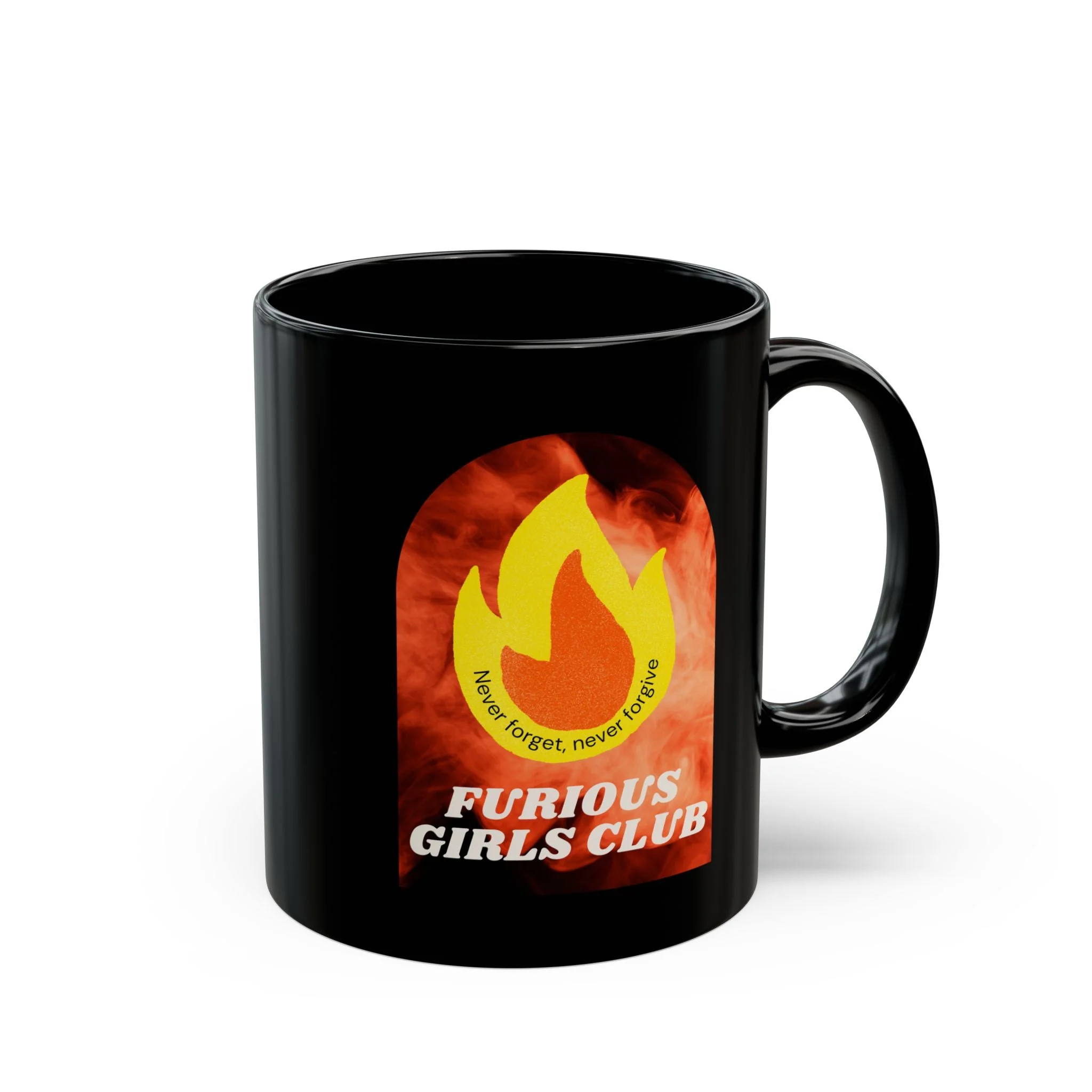 Furious Girls Club 11oz Black Mug | Feminist Resist Flames Coffee Mug - Image 6