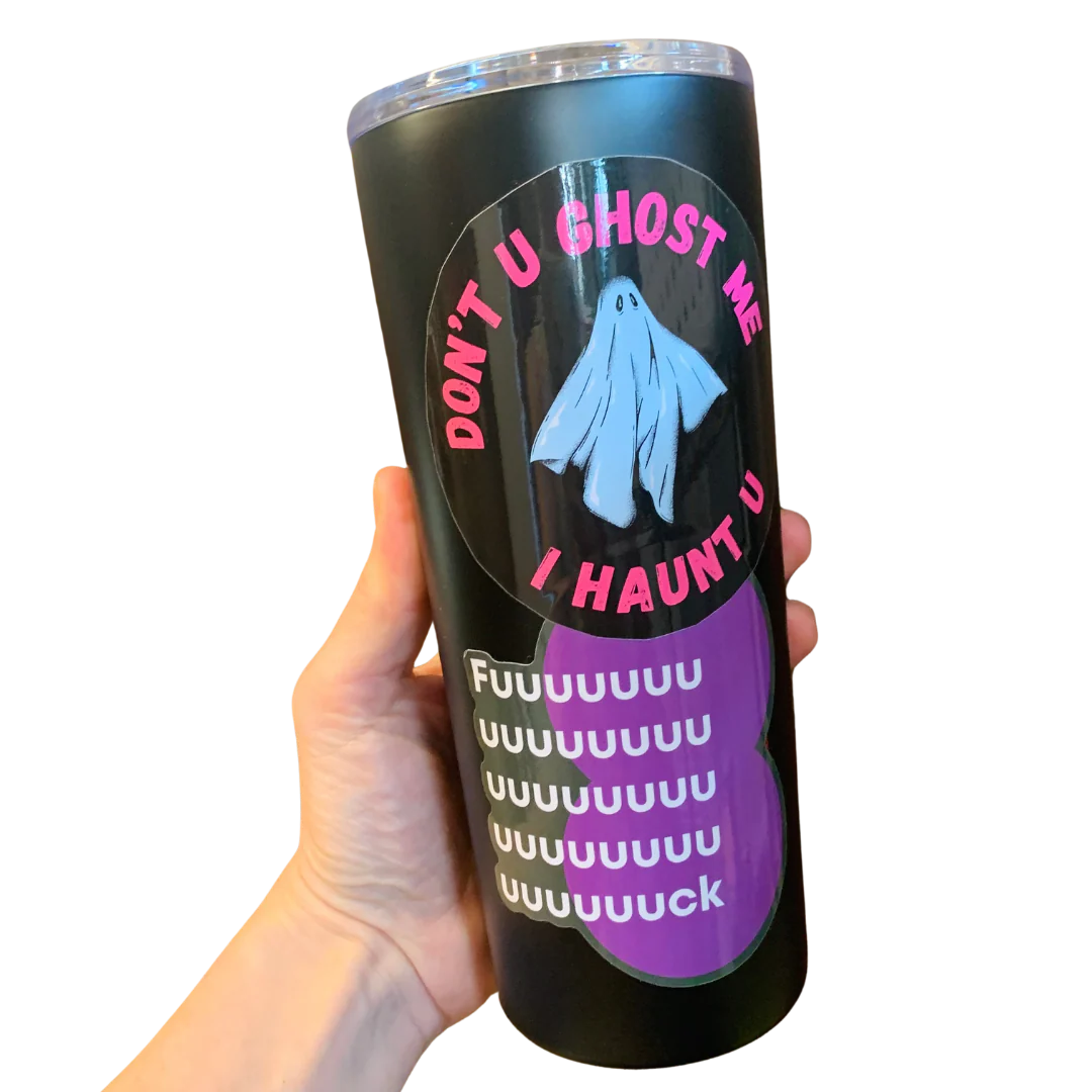 Fuuuuuck Ghost Simple Black Tumbler | Photo Sample, Already Decorated