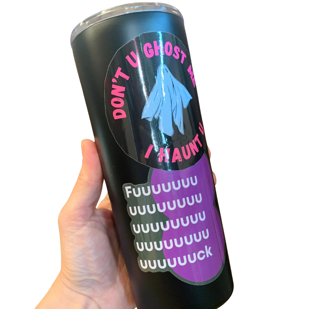 Fuuuuuck Ghost Simple Black Tumbler | Photo Sample, Already Decorated - Image 2