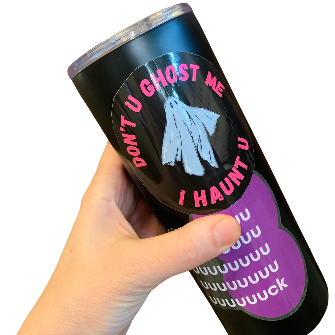 Fuuuuuck Ghost Simple Black Tumbler | Photo Sample, Already Decorated - Image 3