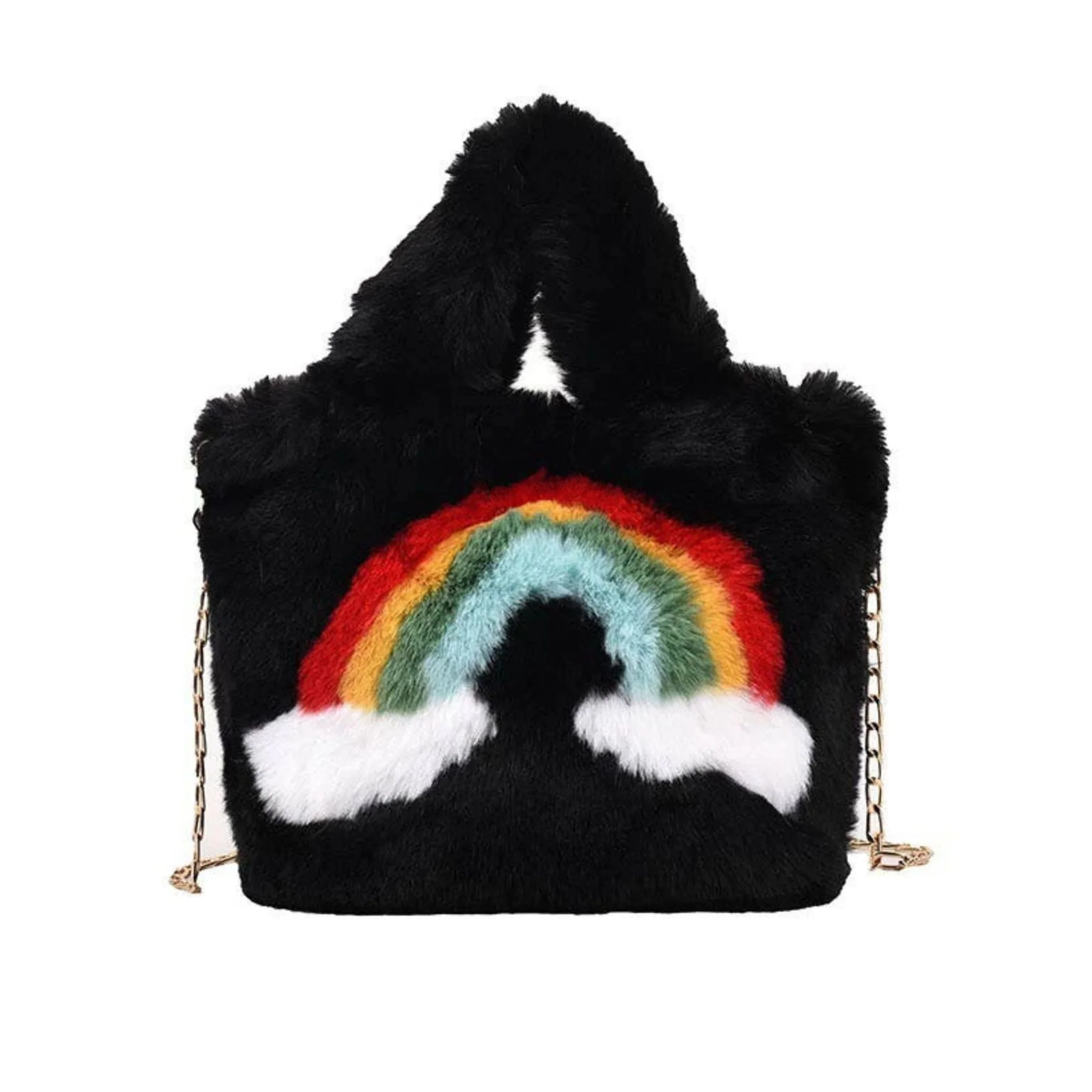 Ultra Soft Fuzzy Rainbow Mini Handbag | Rave-Ready Mini Furry Bag - Image 2