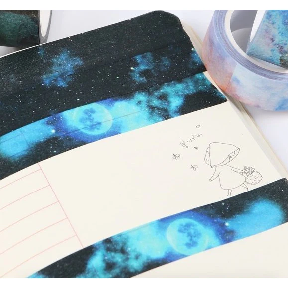 Galaxy Moon Washi Decorative Masking Tape | Gift Wrapping and Craft Tape - Image 2