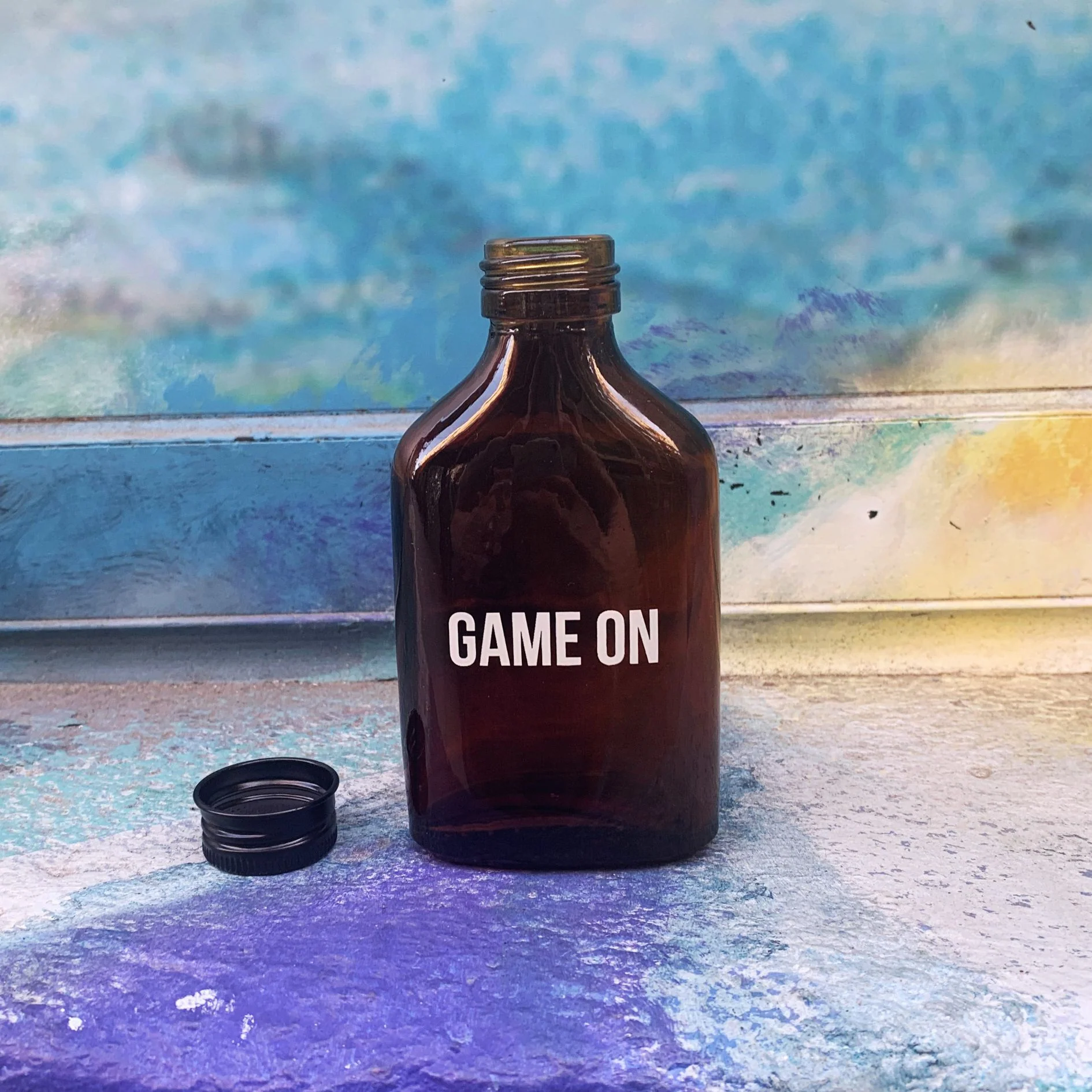 Game On Amber Mini Flask | Fathers Day, Dad Gift, Sports Themed Liquor Bottle | Glass - Image 7