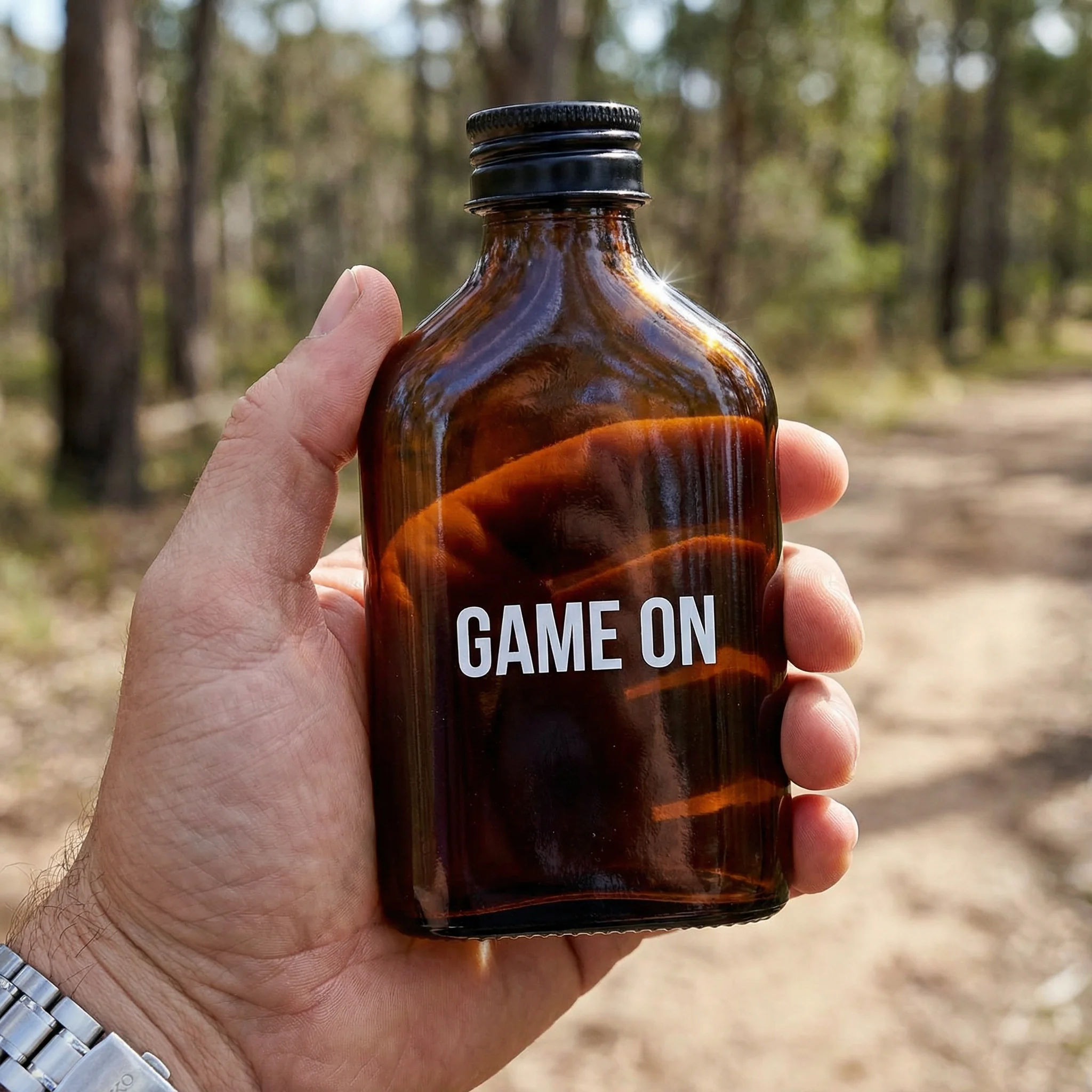 Game On Amber Mini Flask | Fathers Day, Dad Gift, Sports Themed Liquor Bottle | Glass - Image 9