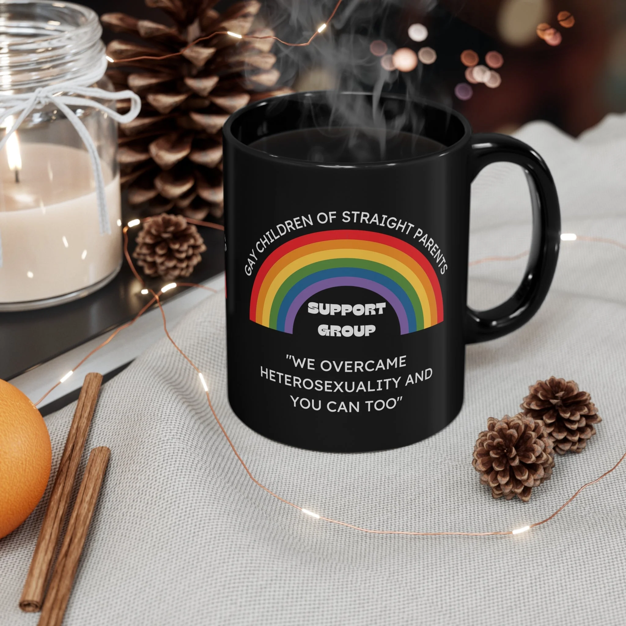 Gay Children of Straight Parents Support Group Mug in Black - Image 4