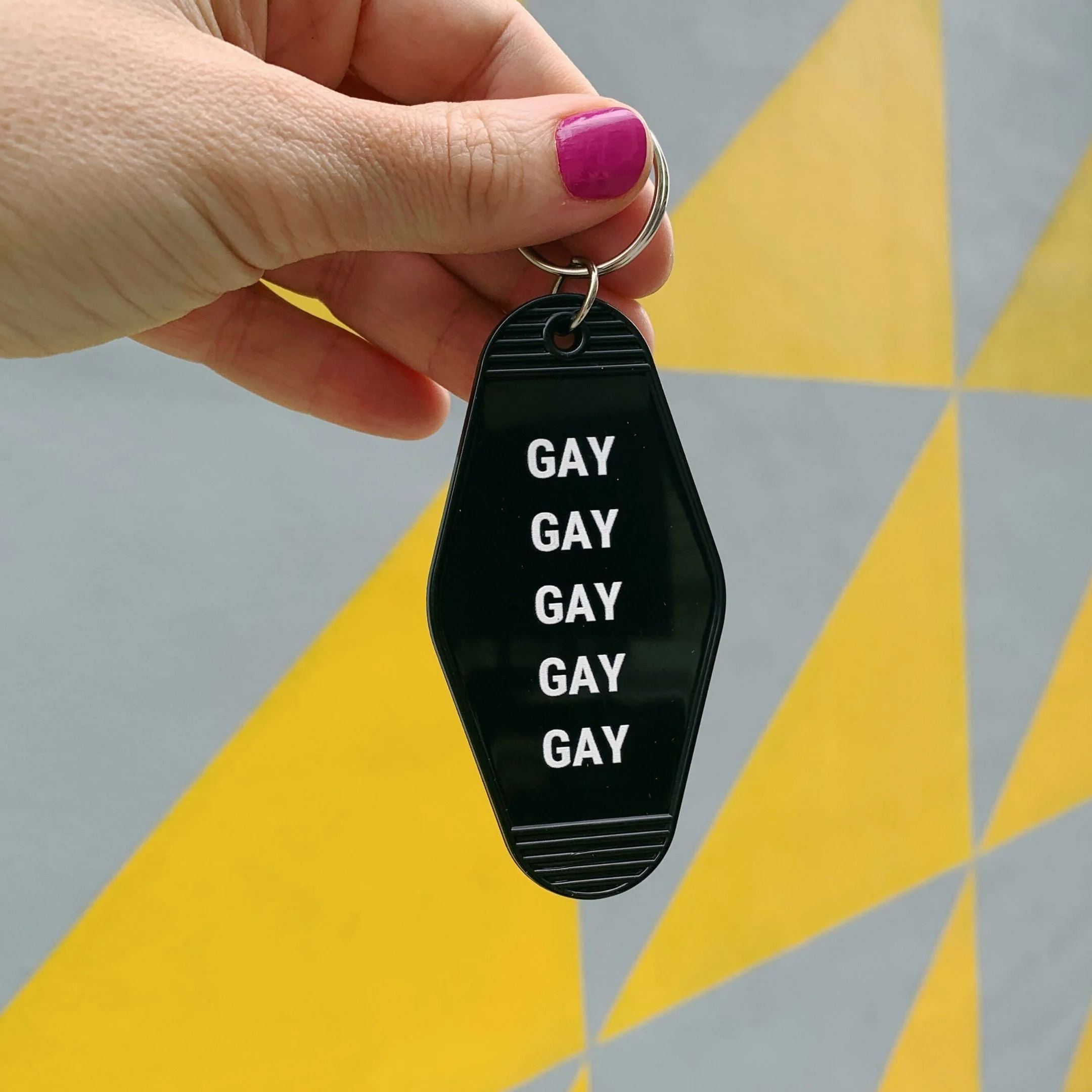 GAY GAY GAY GAY GAY Motel Style Keychain in Black - Image 2