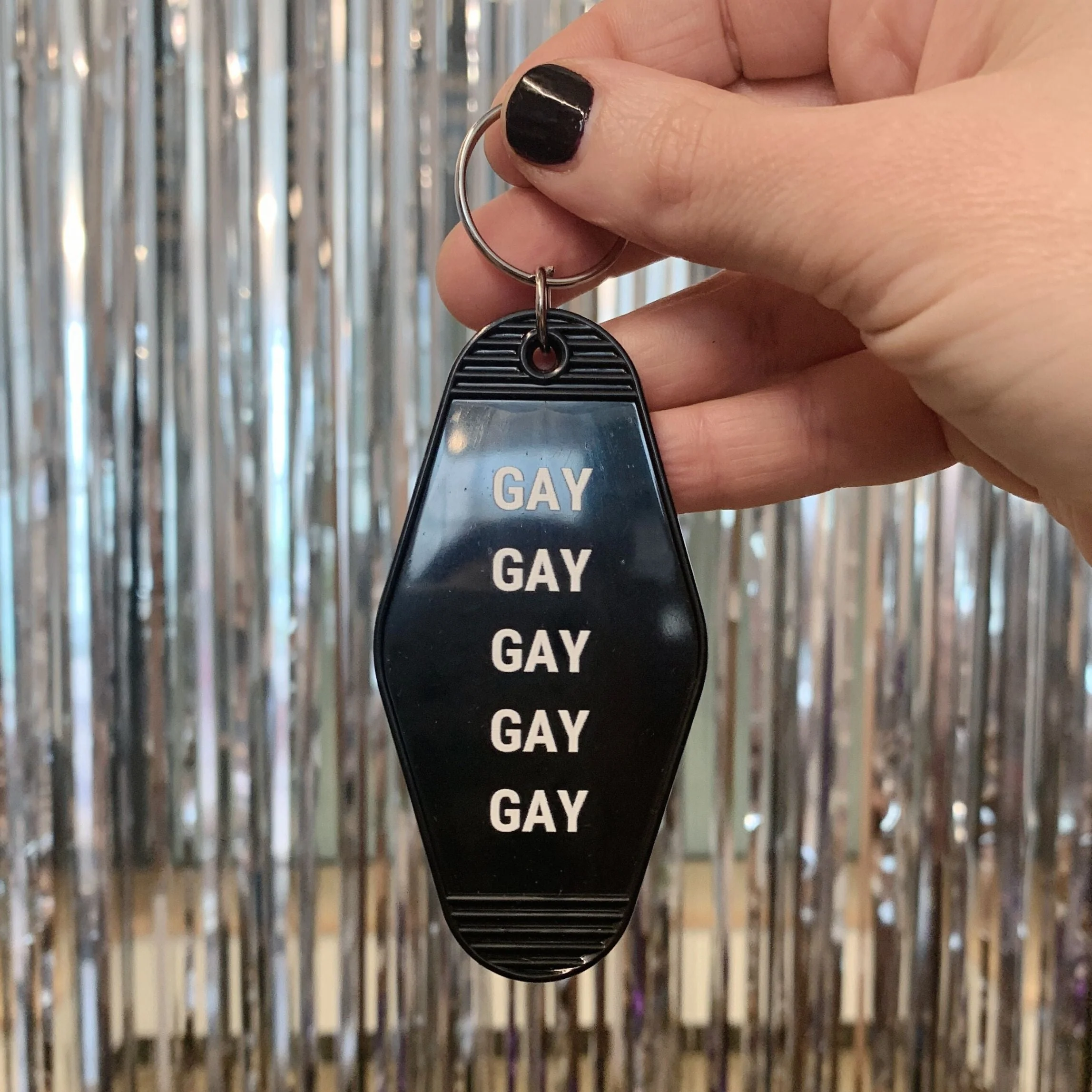 GAY GAY GAY GAY GAY Motel Style Keychain in Black - Image 4