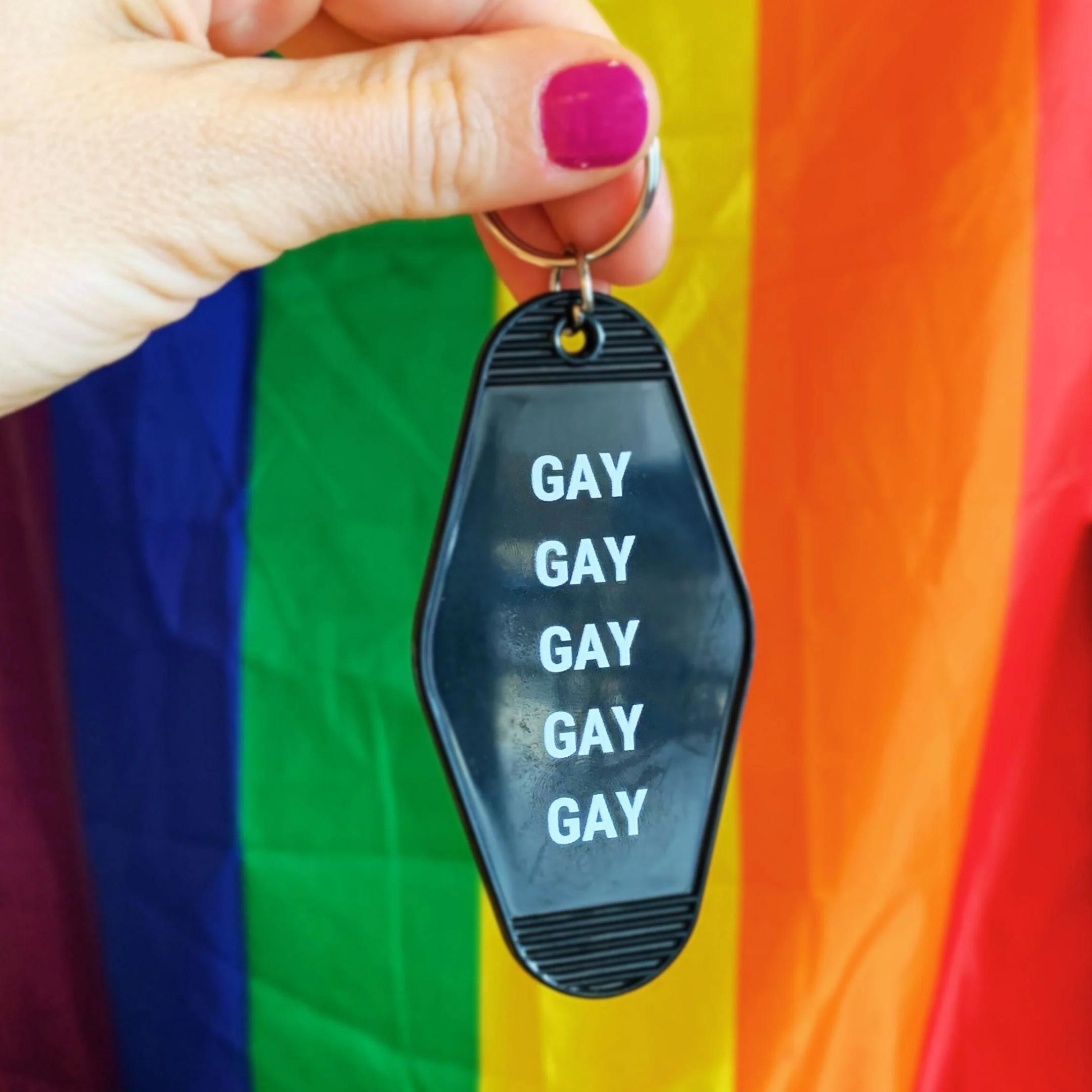 GAY GAY GAY GAY GAY Motel Style Keychain in Black - Image 7