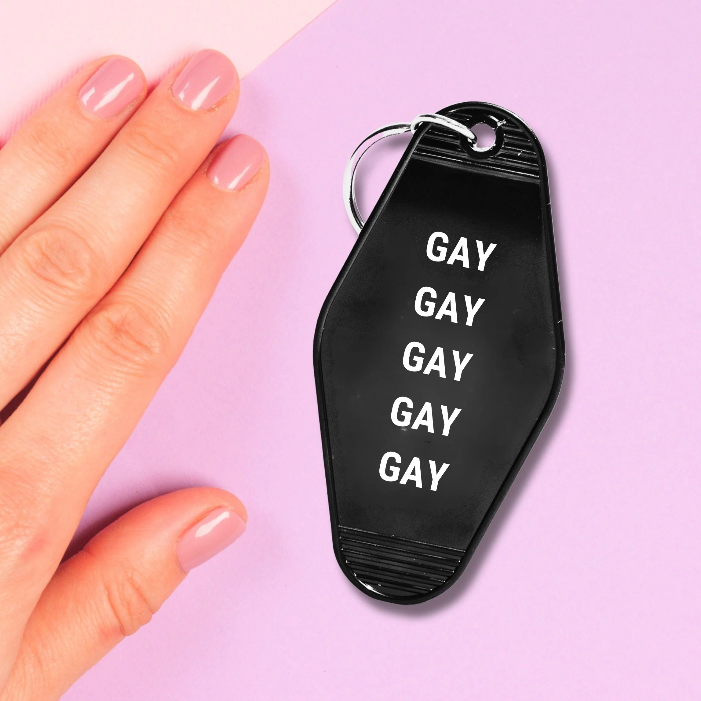GAY GAY GAY GAY GAY Motel Style Keychain in Black - Image 9