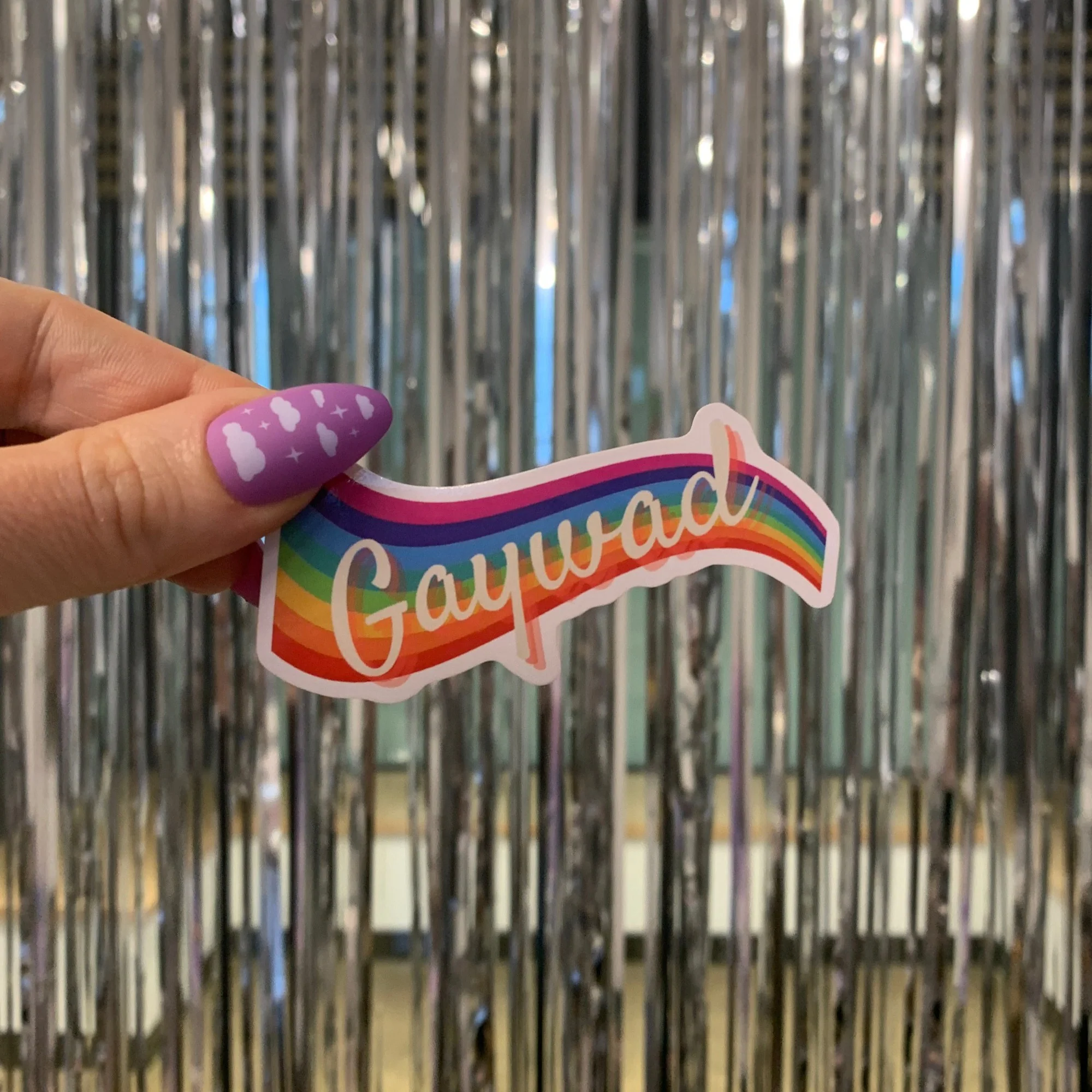 Gaywad '80s-'90 Retro LGBTQ+ Glossy Die Cut Vinyl Sticker 2.95in x 1.77in - Image 2