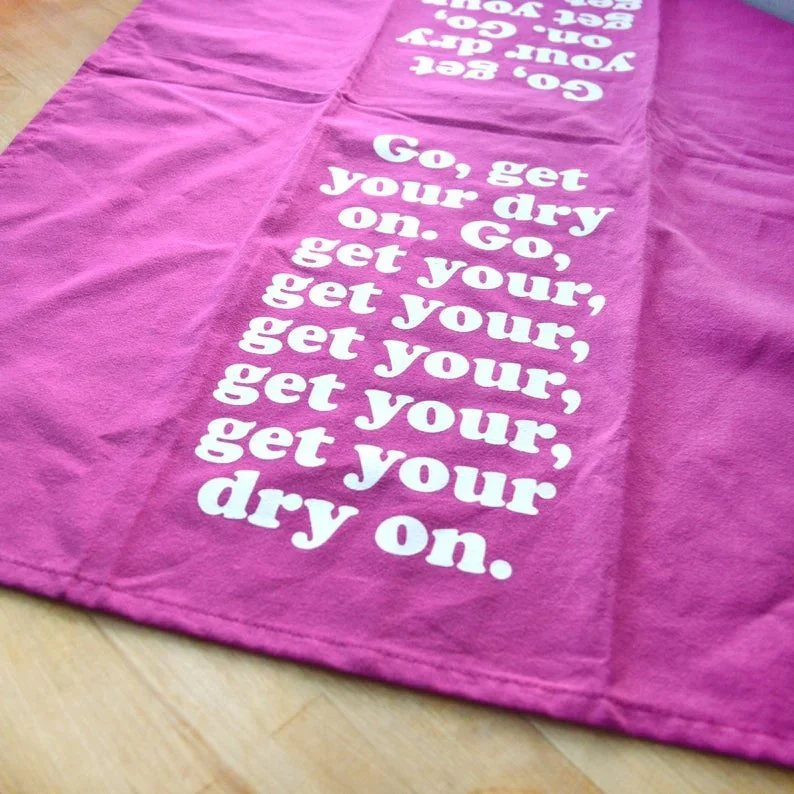 Missy Elliott-Inspired Get Your Dry On Tea Kitchen Towel | Cotton Flour Sack Dish Cloth | 21" x 28" - Image 3