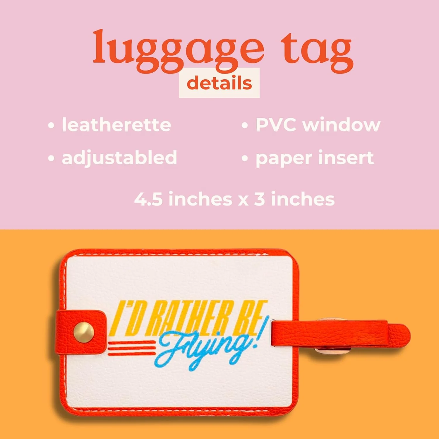 Ban.do I'd Rather Be Flying Getaway Luggage Tag | Leatherette Baggage Identifier - Image 3