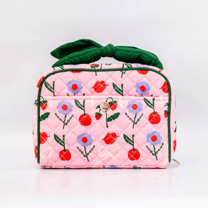 Ban.do Cherry Lips Getaway Toiletry Bag | Double Zipper Travel Kit Bag | 3.5'' x 5.5'' x 8''