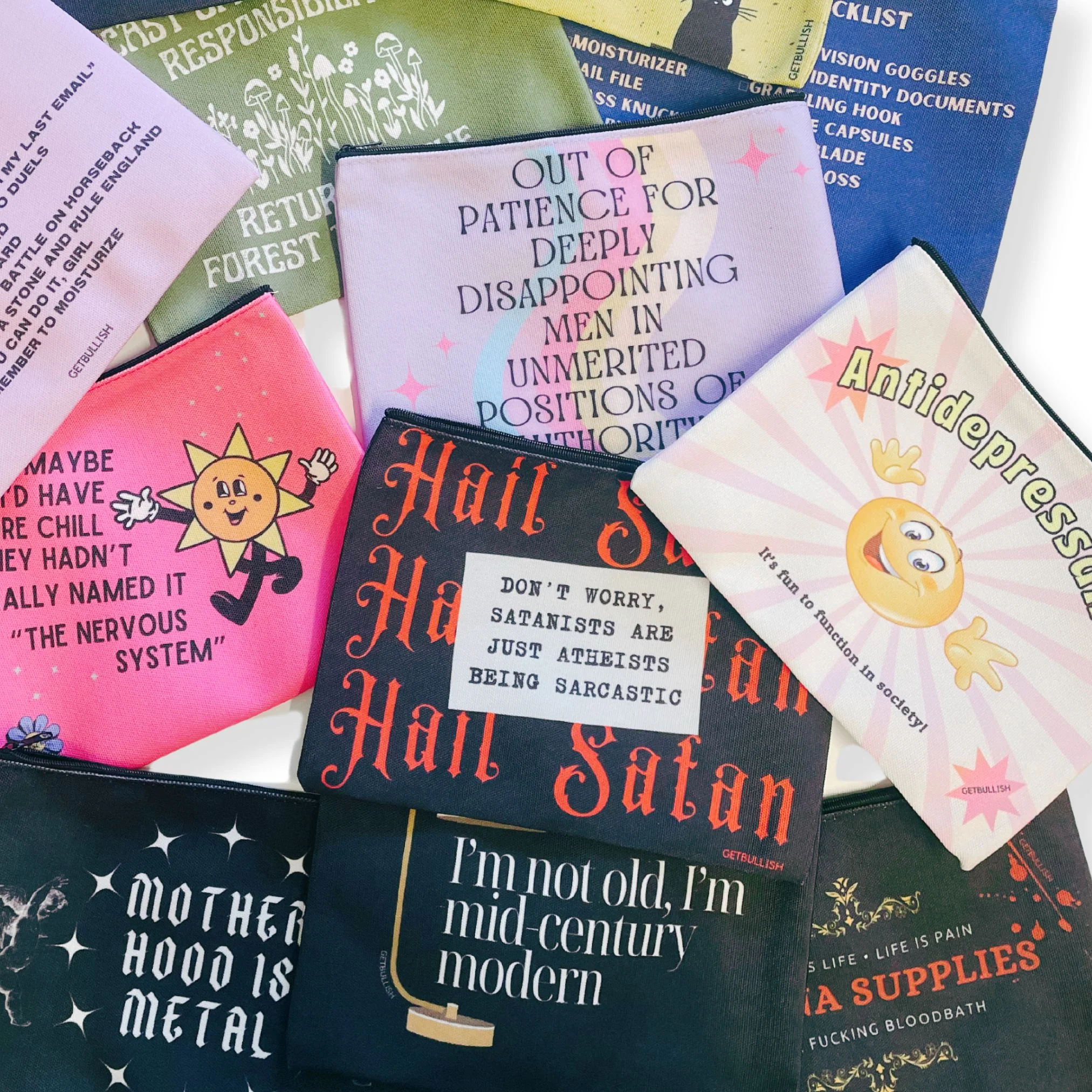 GetBullish Maybe I'd Have More Chill Canvas Zipper Pouch 9.5" x 7" | Cosmetics Bag or Pencil Case - Image 4