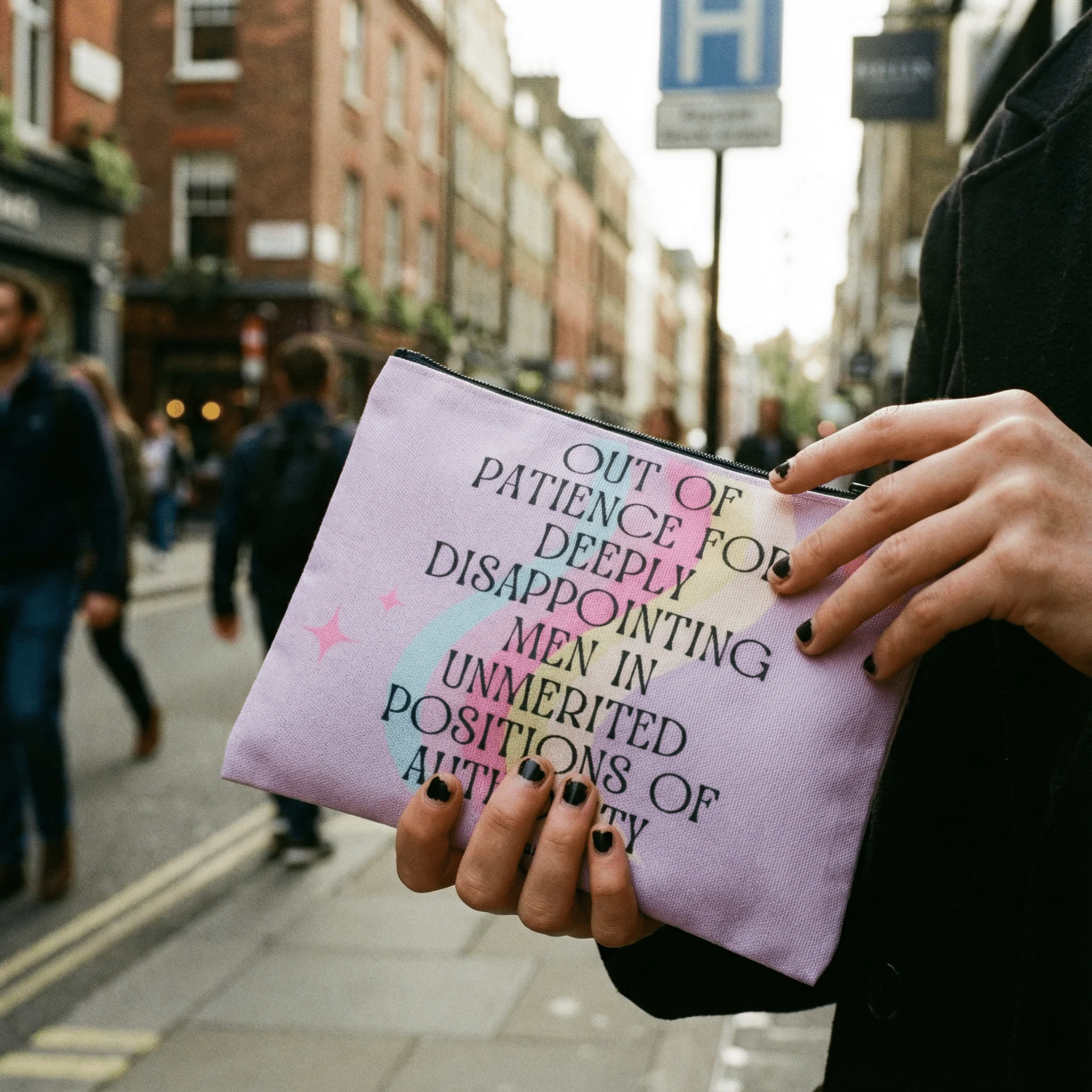 GetBullish Out of Patience with Disappointing Men Feminist Canvas Zipper Pouch 9.5" x 7" | Cosmetics Bag or Pencil Case - Image 10