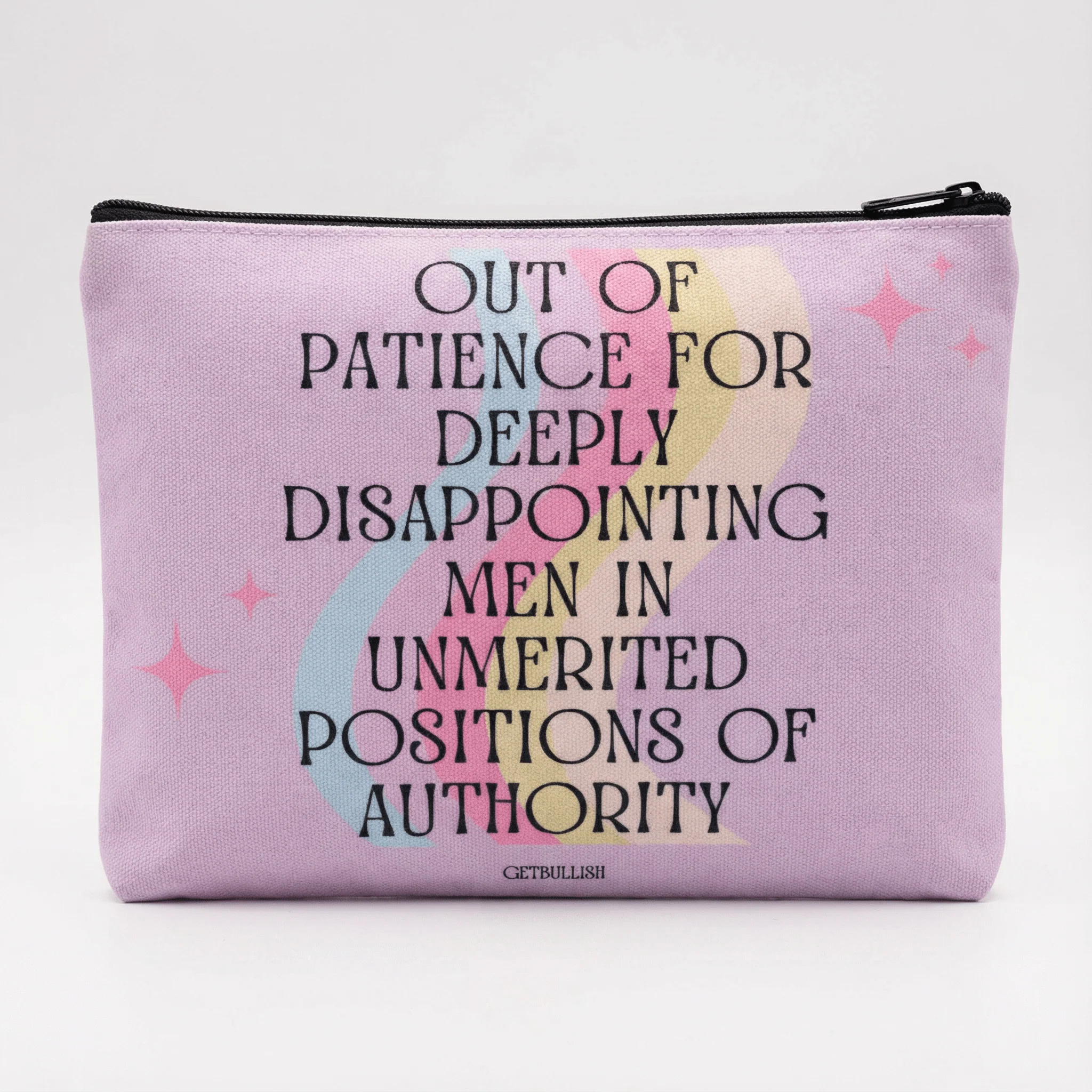GetBullish Out of Patience with Disappointing Men Feminist Canvas Zipper Pouch 9.5" x 7" | Cosmetics Bag or Pencil Case - Image 5