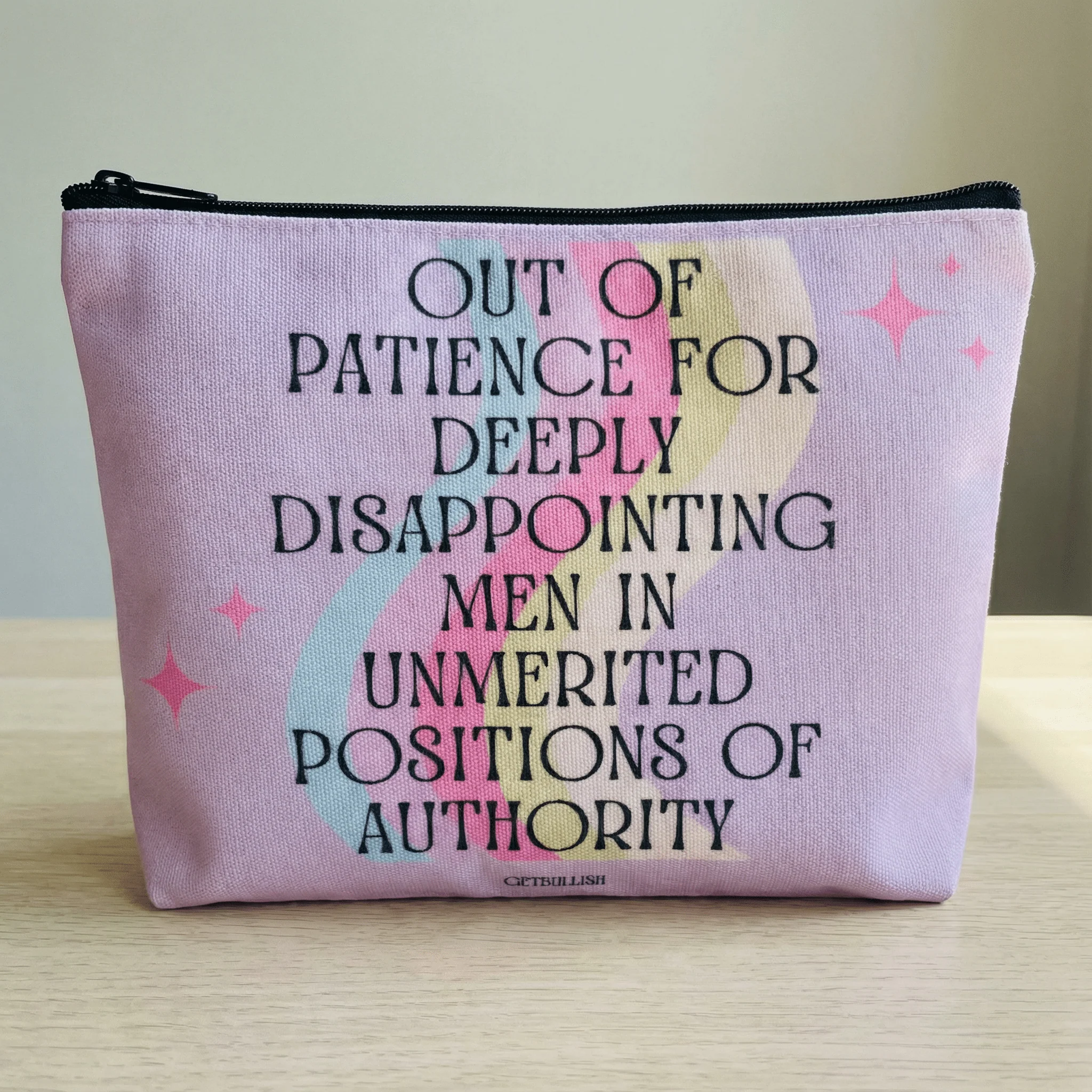 GetBullish Out of Patience with Disappointing Men Feminist Canvas Zipper Pouch 9.5" x 7" | Cosmetics Bag or Pencil Case - Image 6