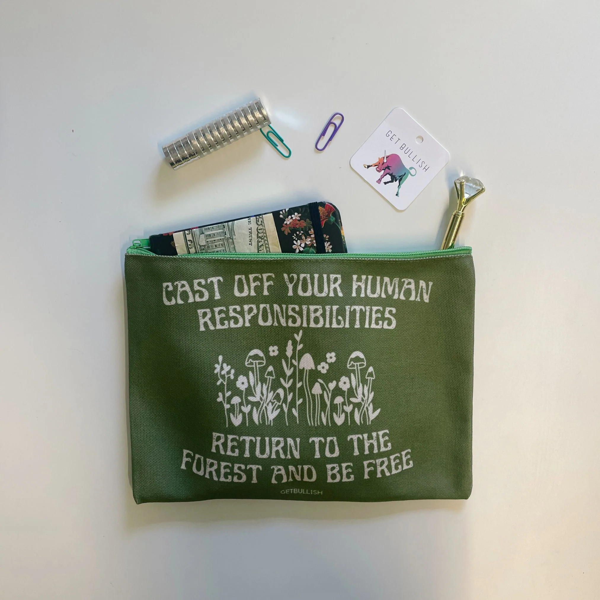 GetBullish Return to the Forest Canvas Zipper Pouch 9.5" x 7" | Cosmetics Bag or Pencil Case - Image 3