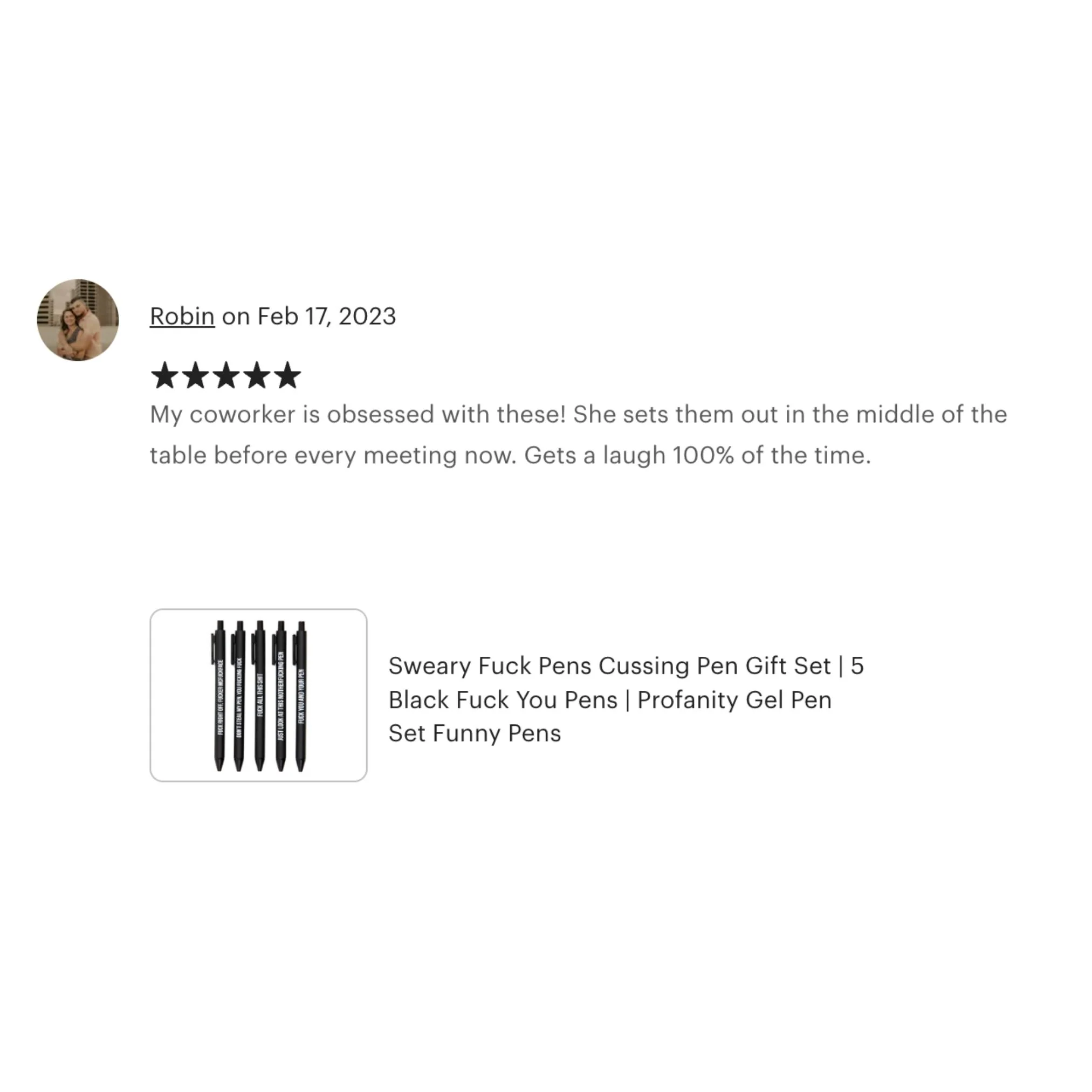 Sweary Fuck Pens Cussing Pen Gift Set - 5 Black Gel Pens Rife with Profanity - Image 11