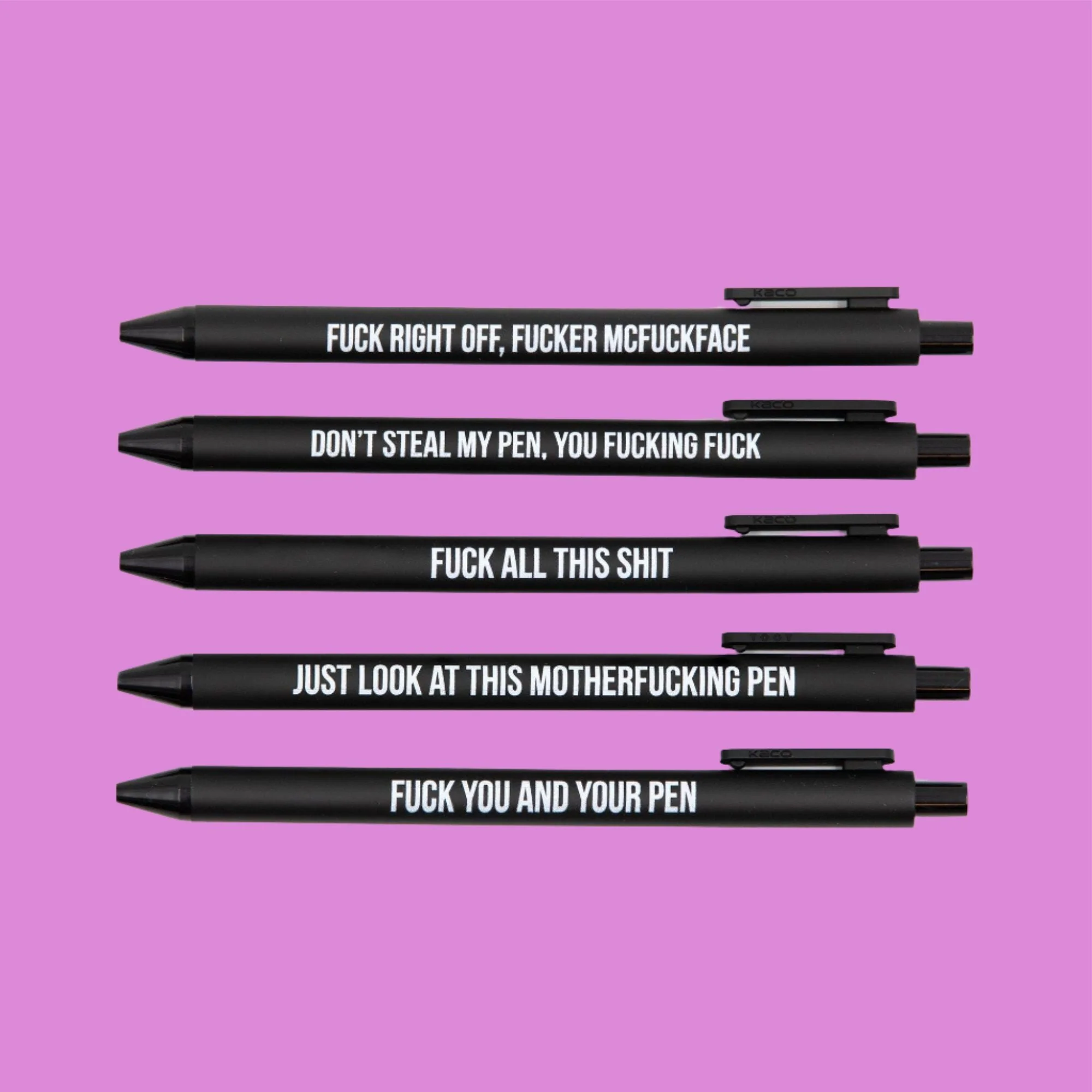 Sweary Fuck Pens Cussing Pen Gift Set - 5 Black Gel Pens Rife with Profanity - Image 17