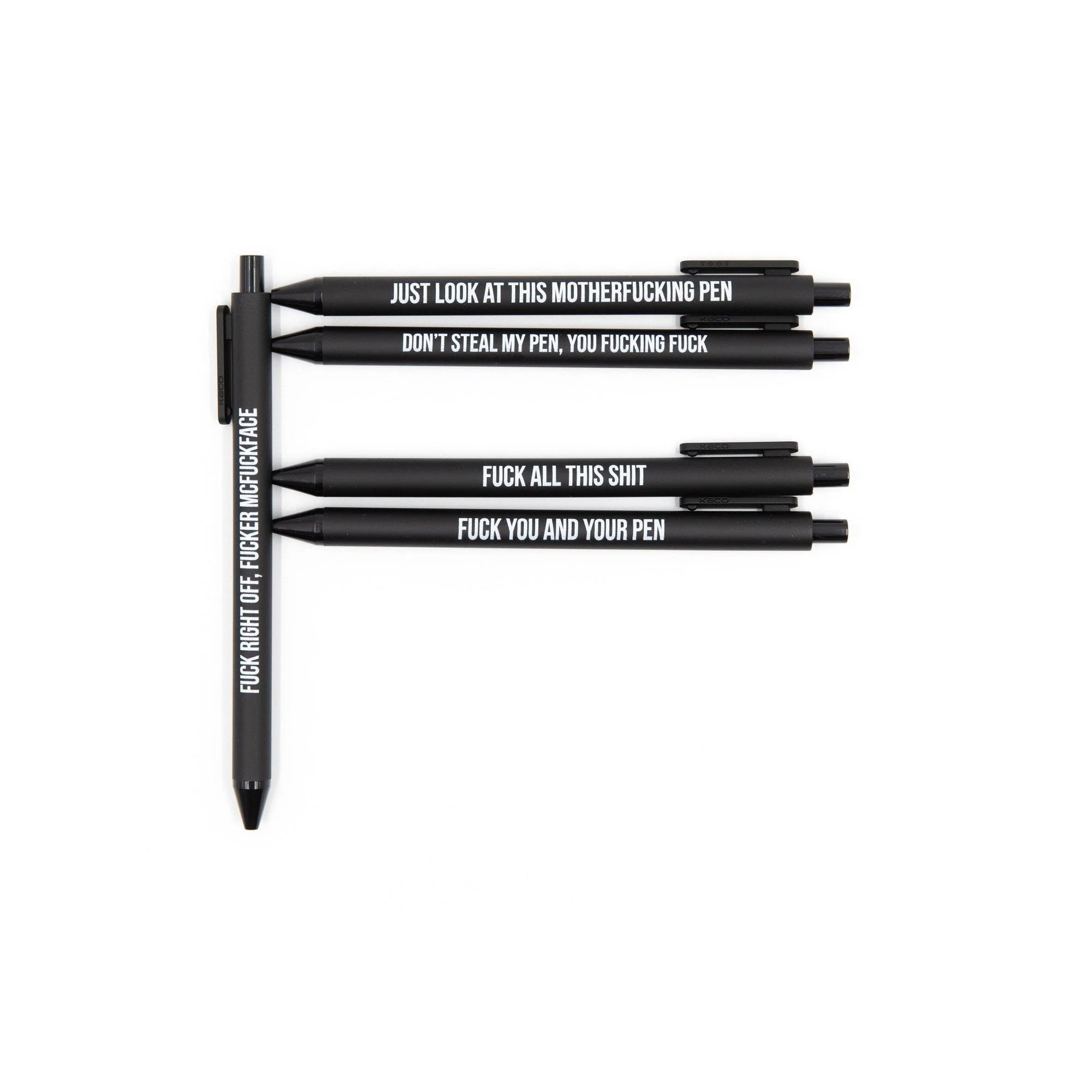 Sweary Fuck Pens Cussing Pen Gift Set - 5 Black Gel Pens Rife with Profanity - Image 7