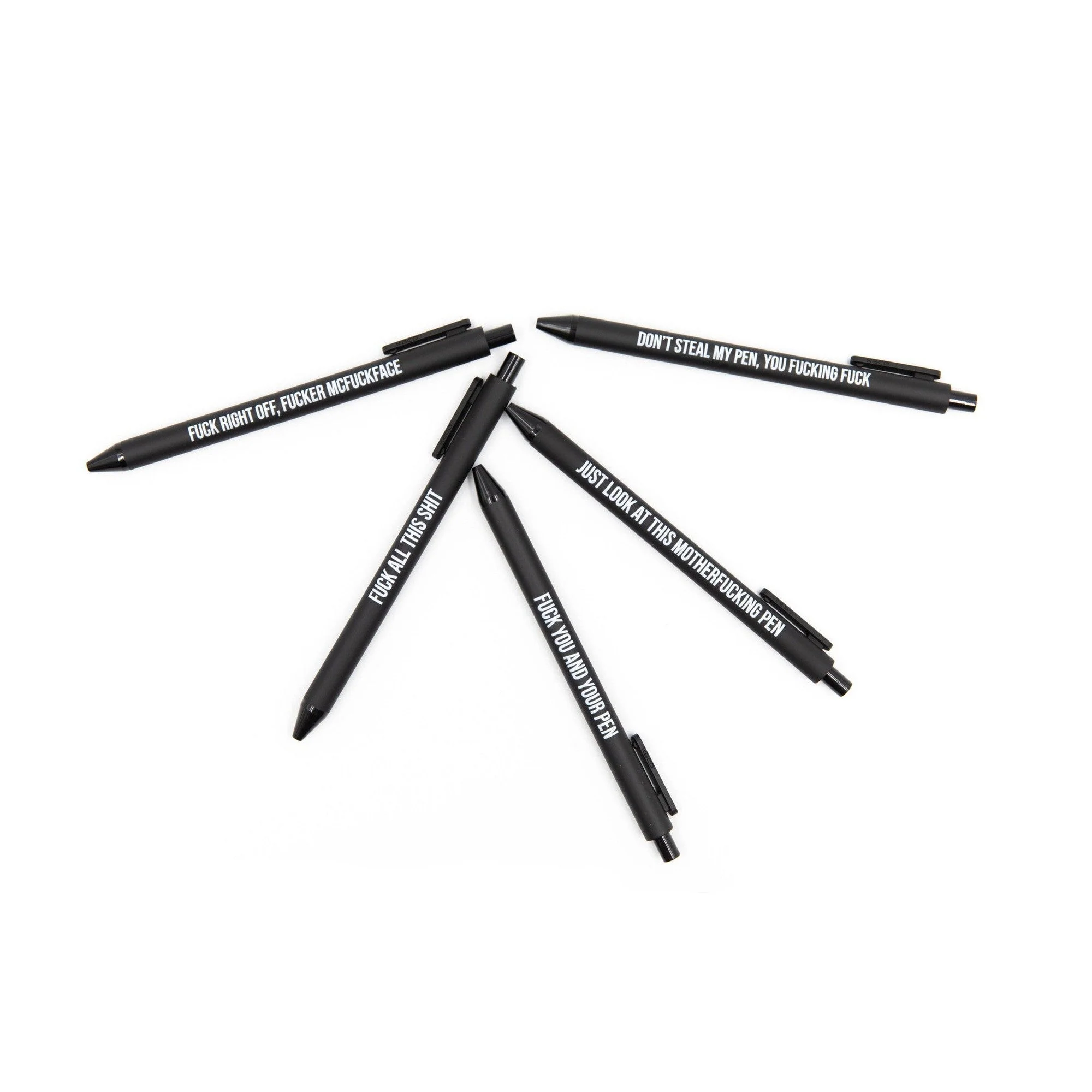 Sweary Fuck Pens Cussing Pen Gift Set - 5 Black Gel Pens Rife with Profanity - Image 8