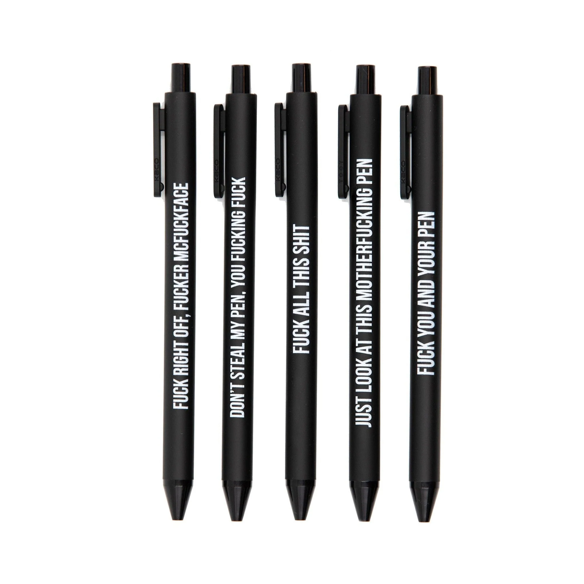 Sweary Fuck Pens Cussing Pen Gift Set - 5 Black Gel Pens Rife with Profanity - Image 9