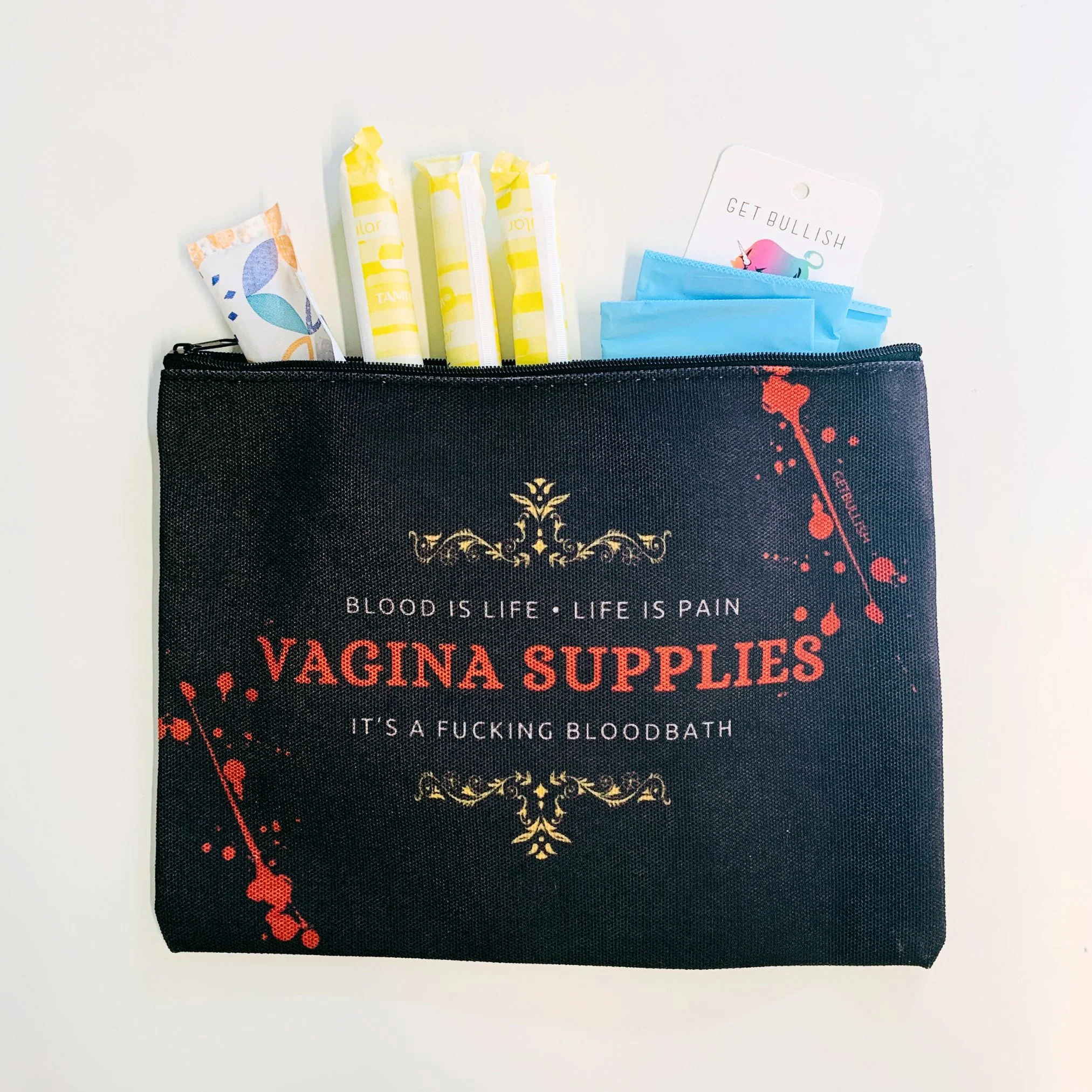 GetBullish Vagina Supplies Blood Bath Canvas Zipper Pouch 9.5" x 7" | Cosmetics Bag or Pencil Case - Image 3