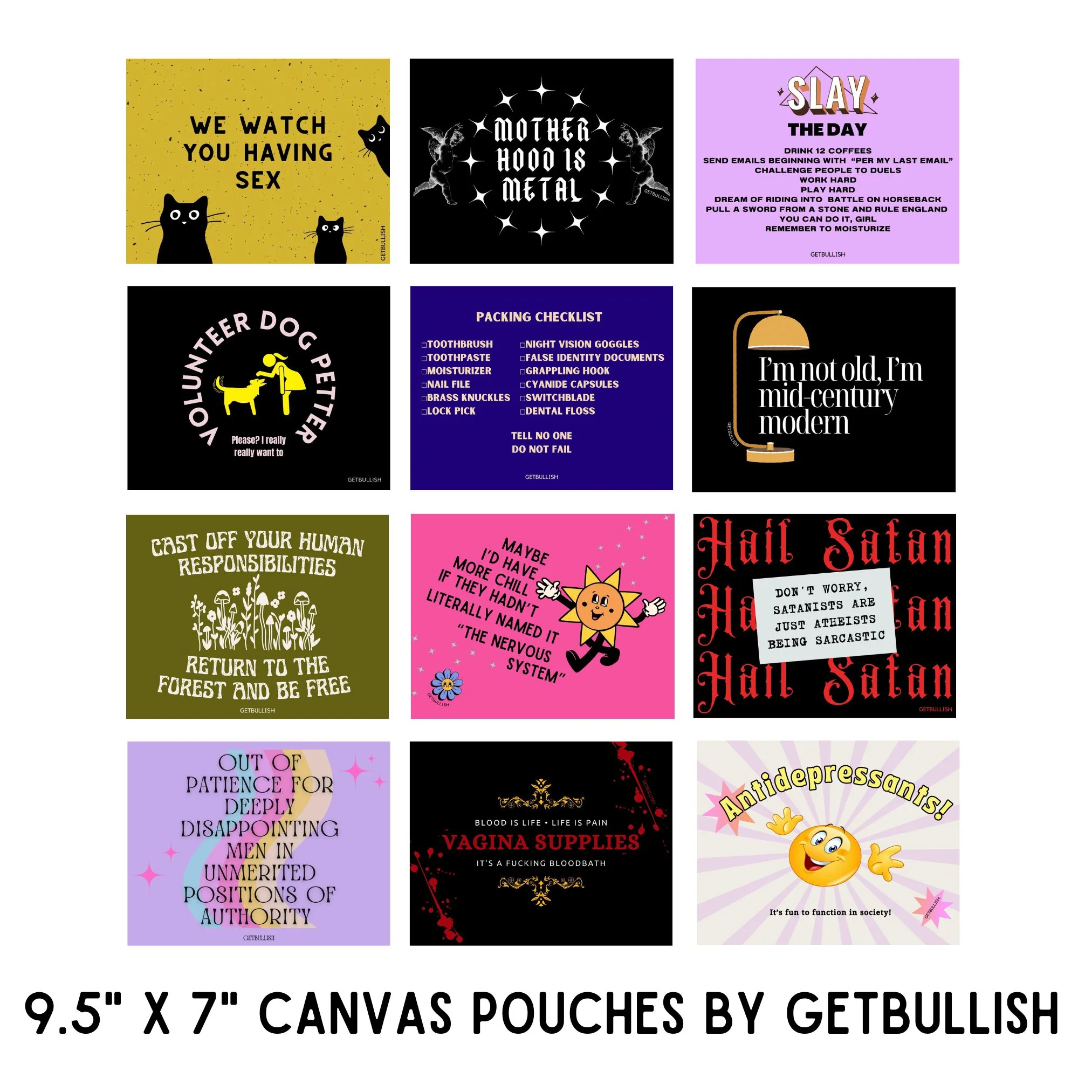 GetBullish Vagina Supplies Blood Bath Canvas Zipper Pouch 9.5" x 7" | Cosmetics Bag or Pencil Case - Image 5