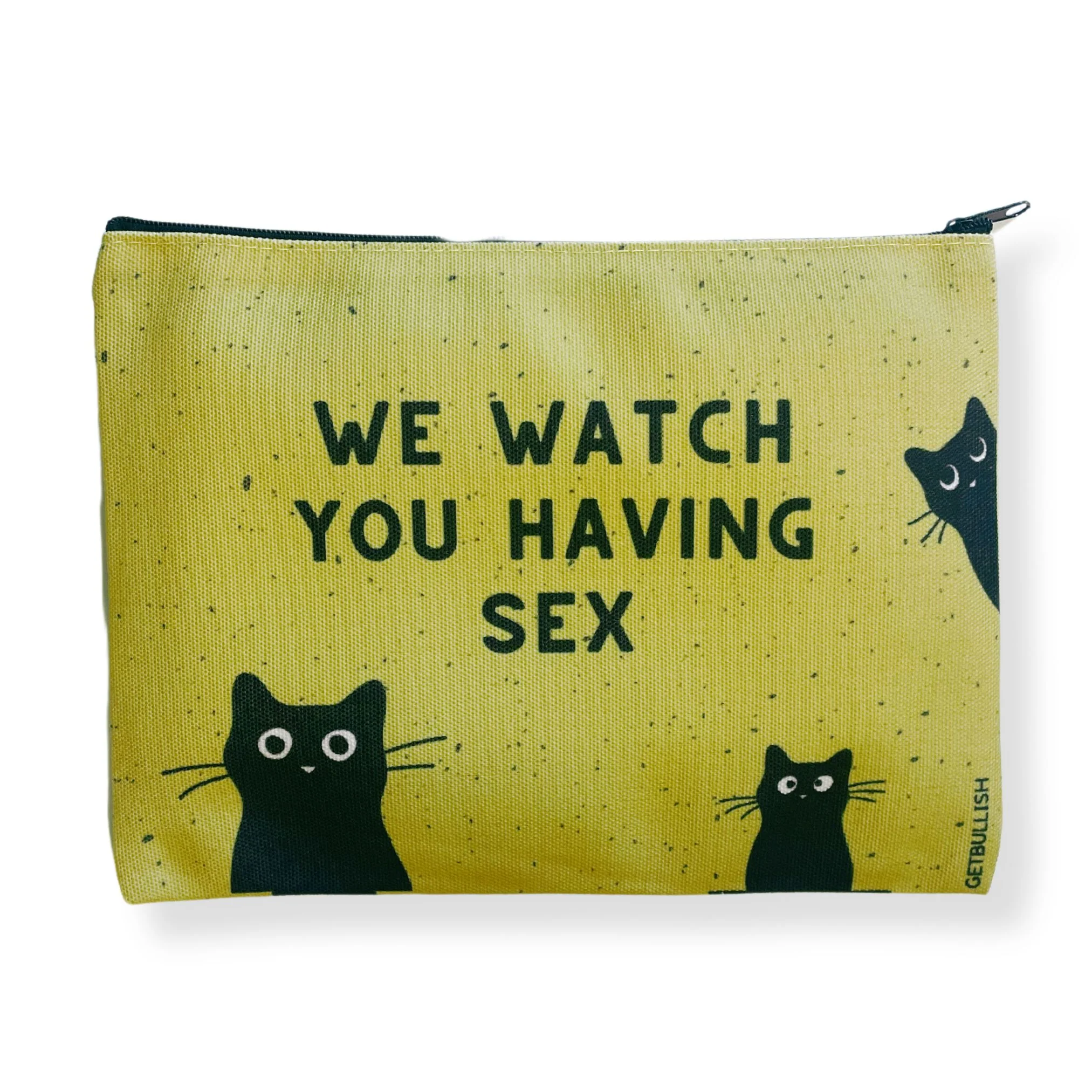 GetBullish We Watch You Having Sex Cats Canvas Zipper Pouch 9.5" x 7" | Cosmetics Bag or Pencil Case - Image 2