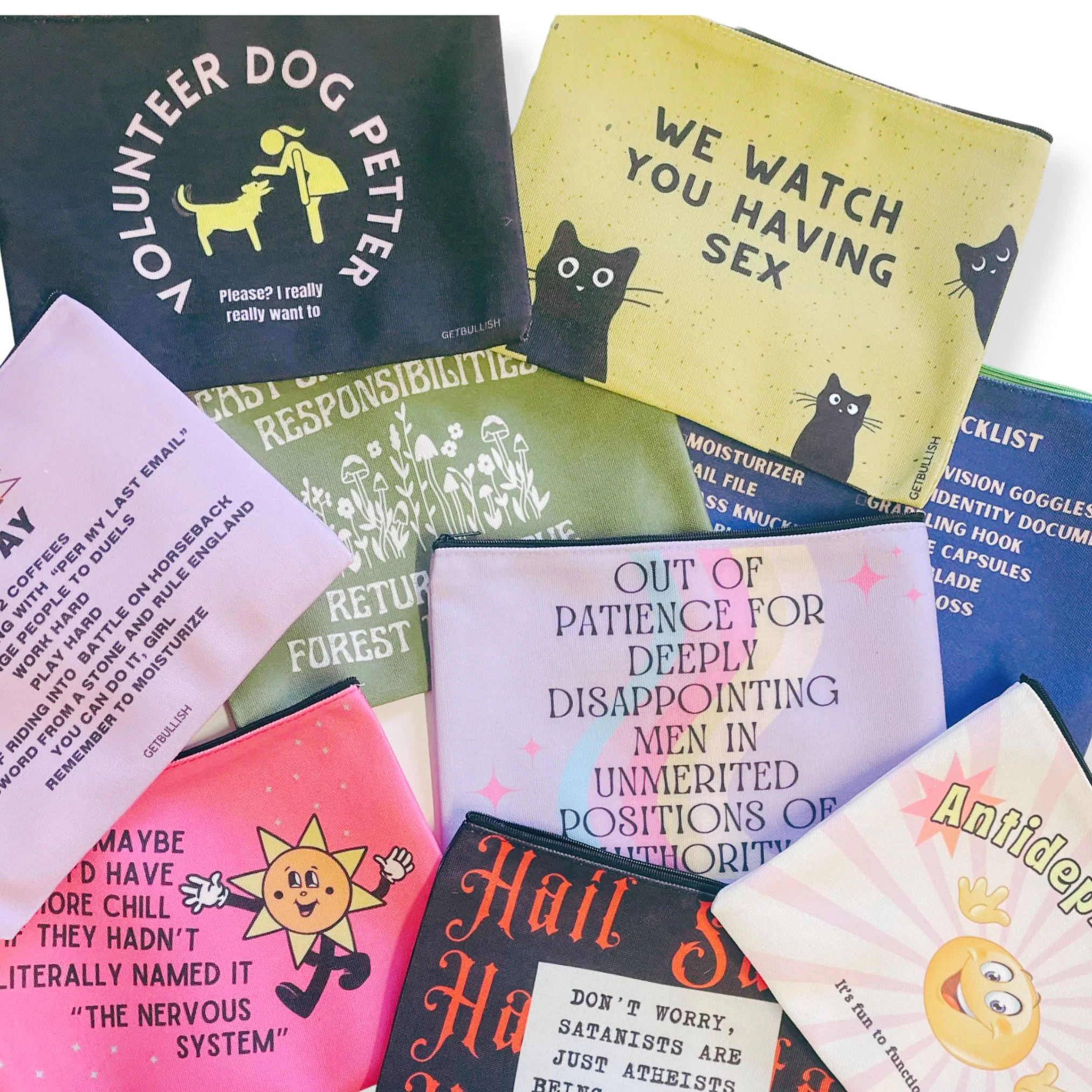 GetBullish We Watch You Having Sex Cats Canvas Zipper Pouch 9.5" x 7" | Cosmetics Bag or Pencil Case - Image 6