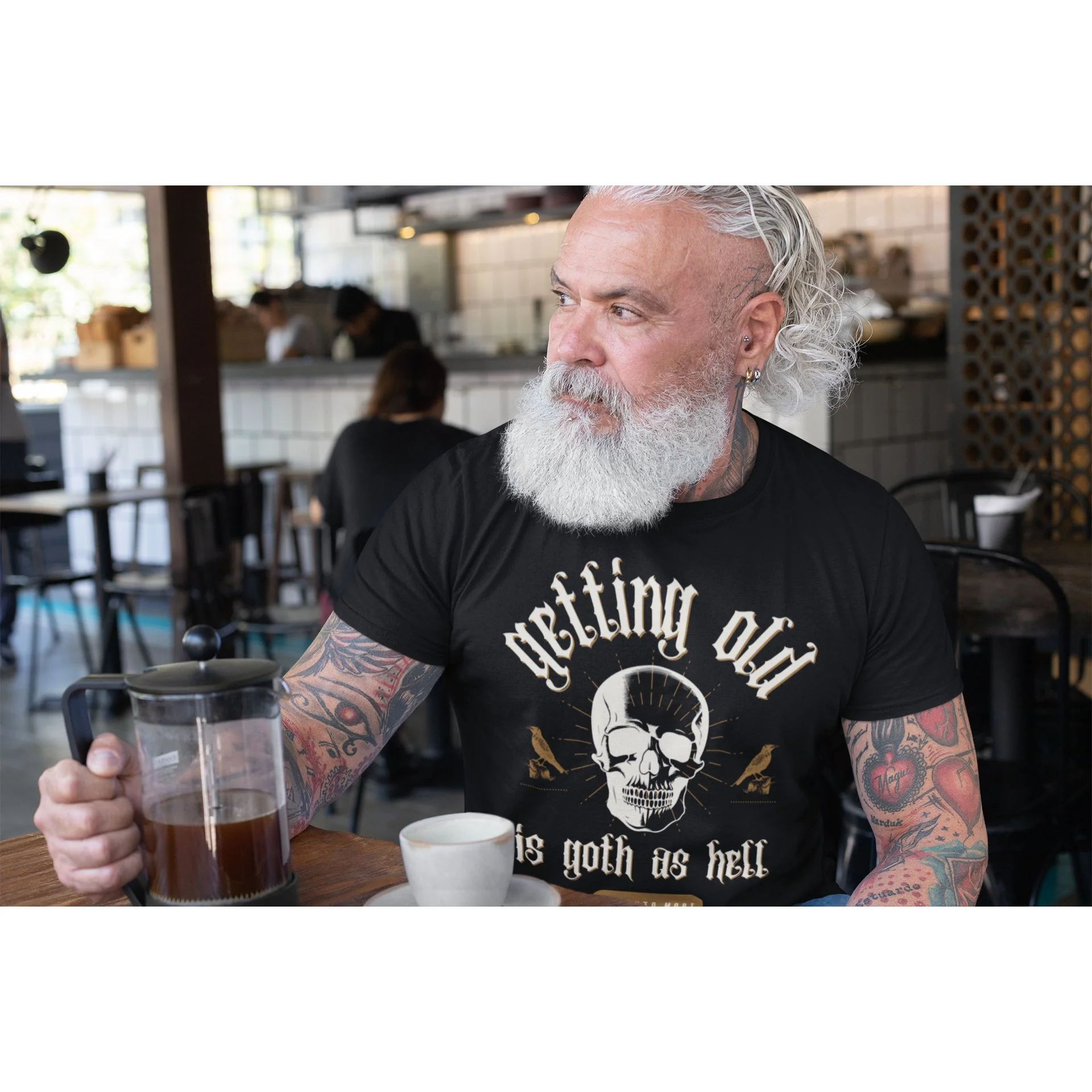 Getting Old is Goth as Hell Vintage Skull Tattoo Heavy Metal Themed Unisex Jersey Short Sleeve Tee - Image 10