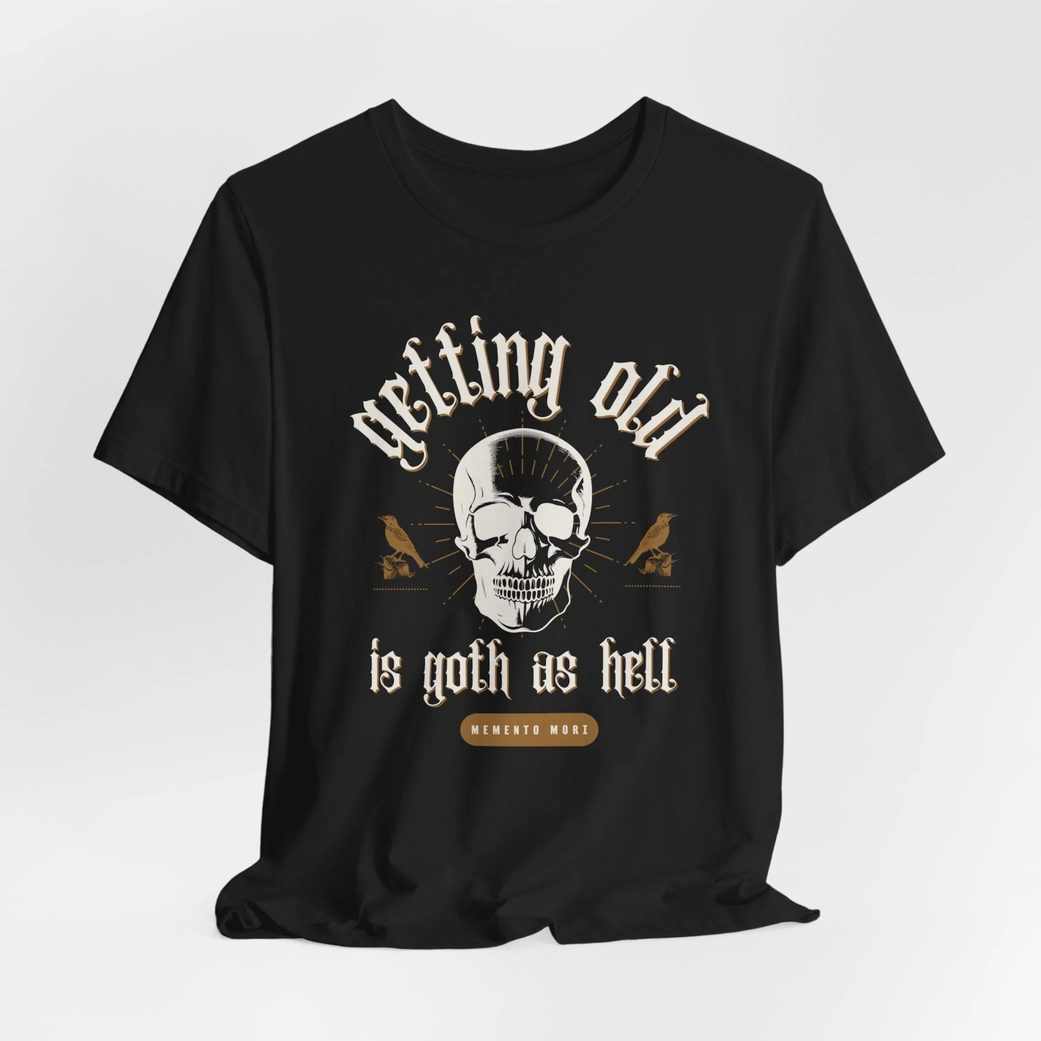 Getting Old is Goth as Hell Vintage Skull Tattoo Heavy Metal Themed Unisex Jersey Short Sleeve Tee - Image 3