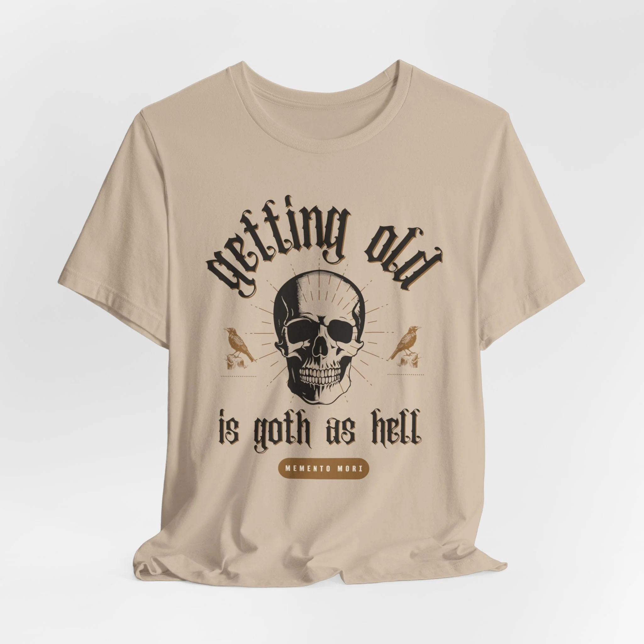 Getting Old is Goth as Hell Vintage Skull Tattoo Heavy Metal Themed Unisex Jersey Short Sleeve Tee - Image 4