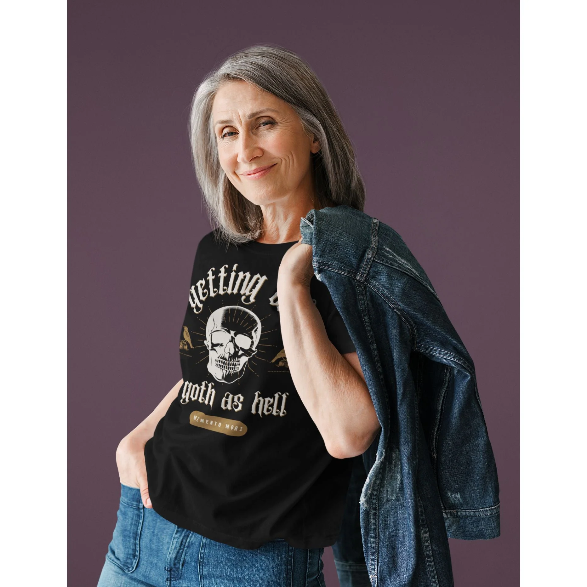 Getting Old is Goth as Hell Vintage Skull Tattoo Heavy Metal Themed Unisex Jersey Short Sleeve Tee - Image 9