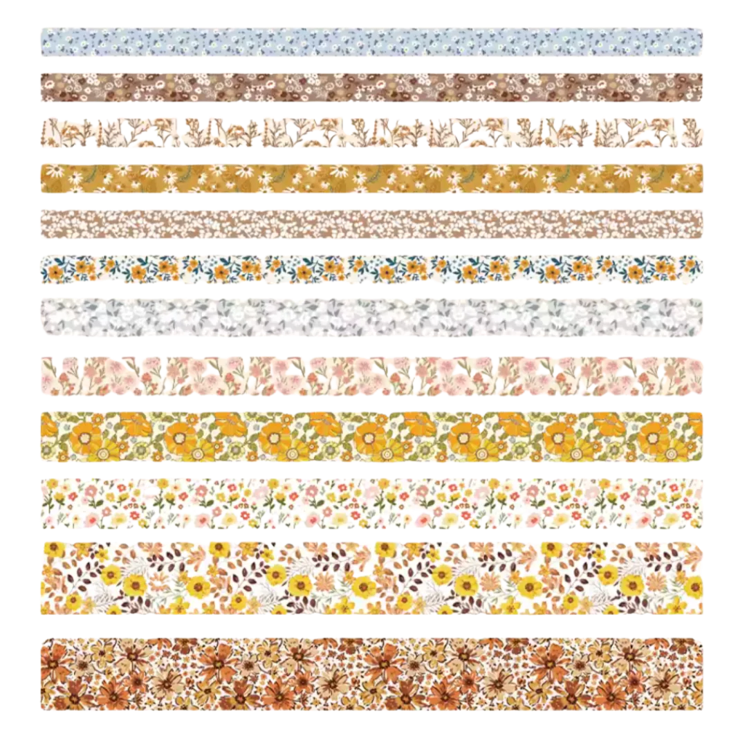 Ginger Florals Washi Set | 12 Washi Tapes in a Box | Gift Wrapping Tools and Craft Tape - Image 6